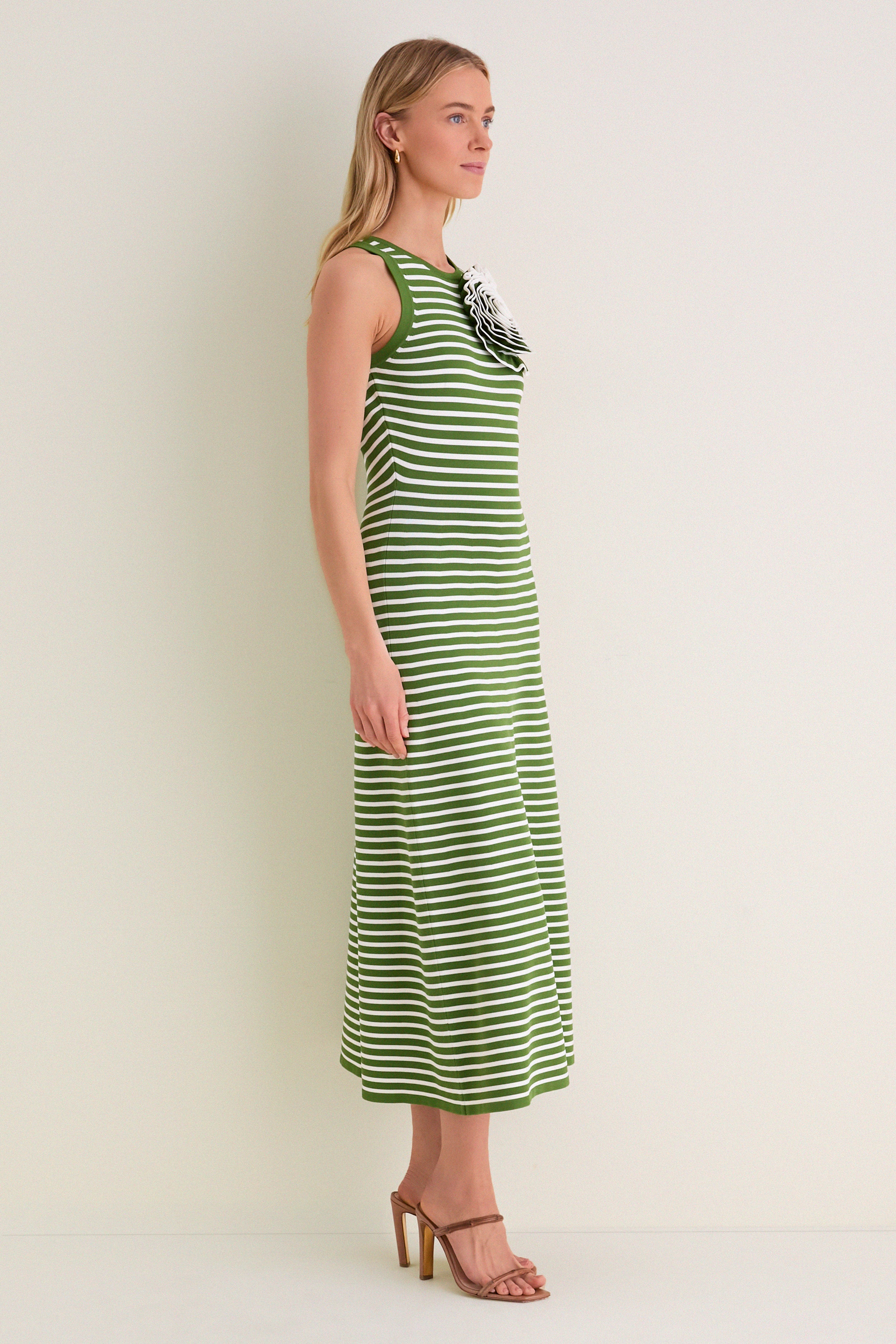 Cactus Multi Rose Detail Knit Halter Dress - Image 5