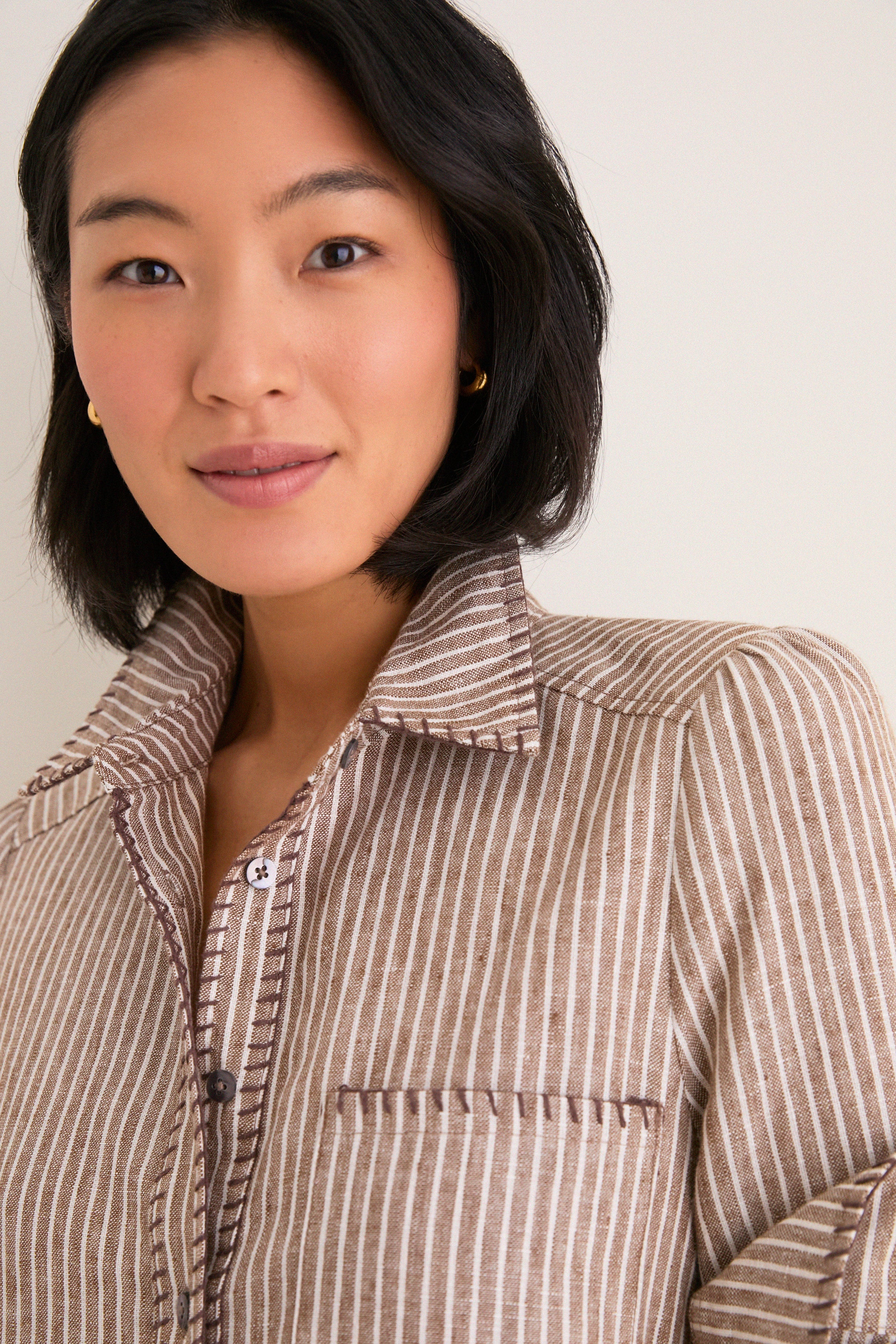 Cafe Stripe Whipstitch Callahan Shirt Dress - Image 5