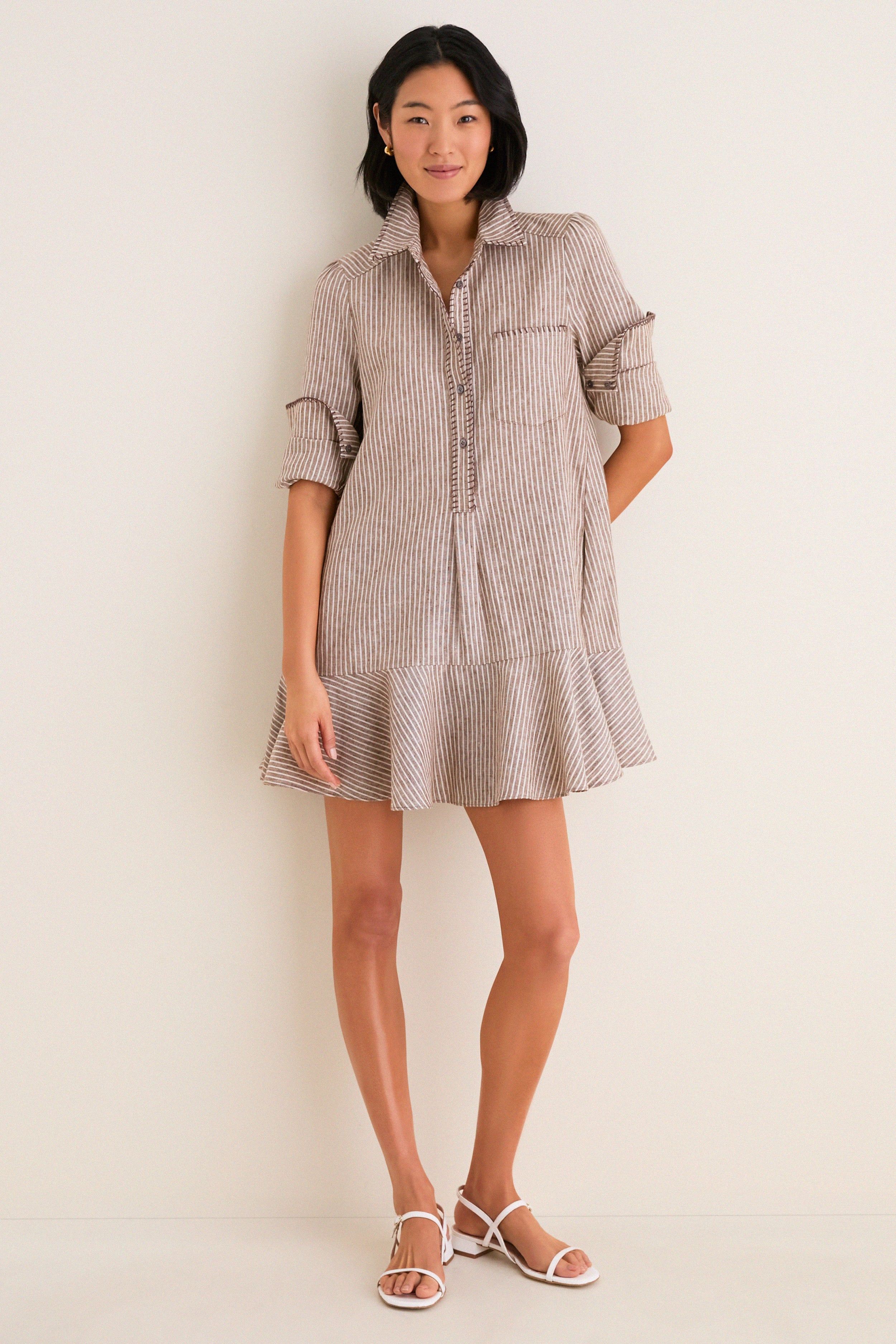 Cafe Stripe Whipstitch Callahan Shirt Dress - Image 6