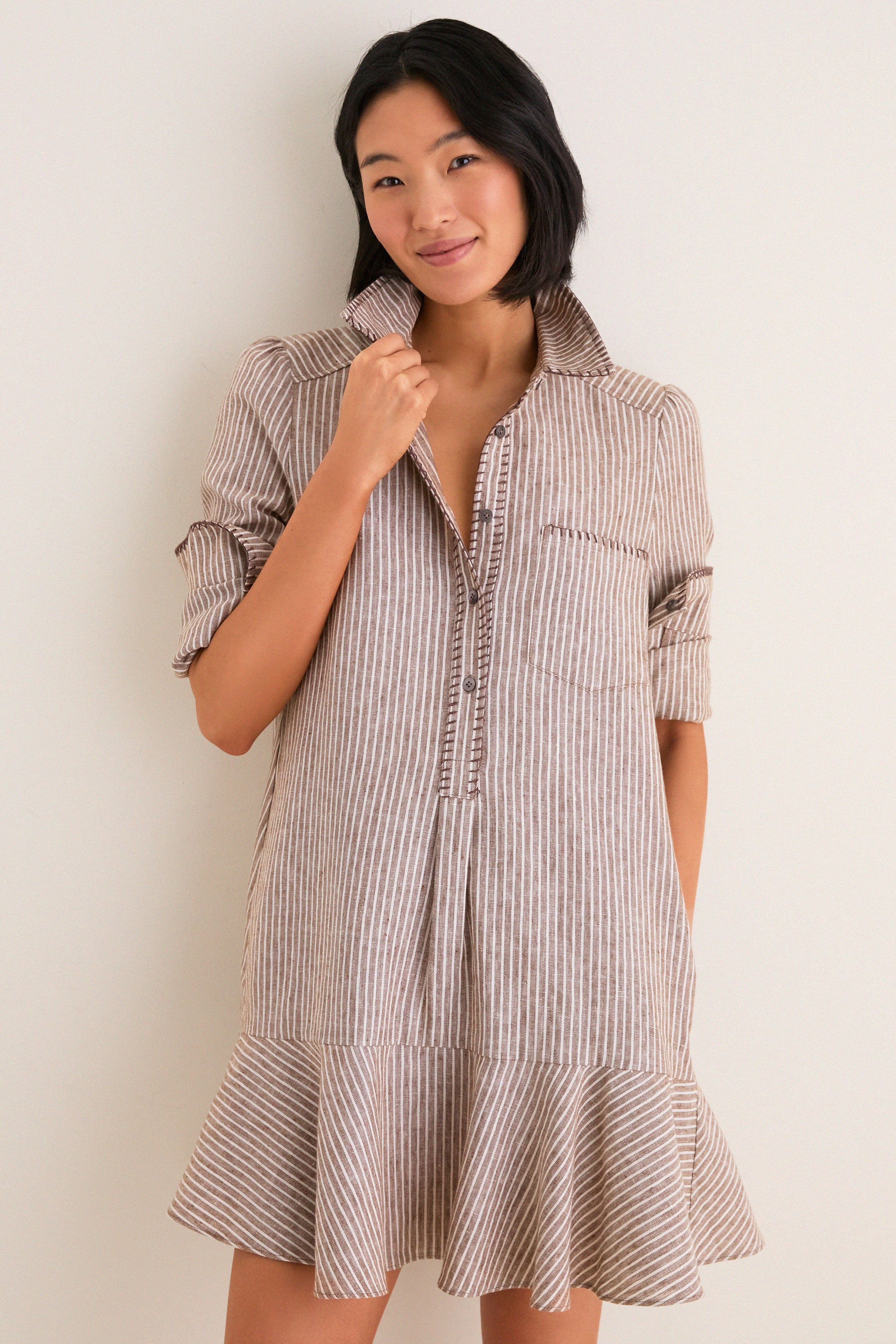 Cafe Stripe Whipstitch Callahan Shirt Dress - Image 7
