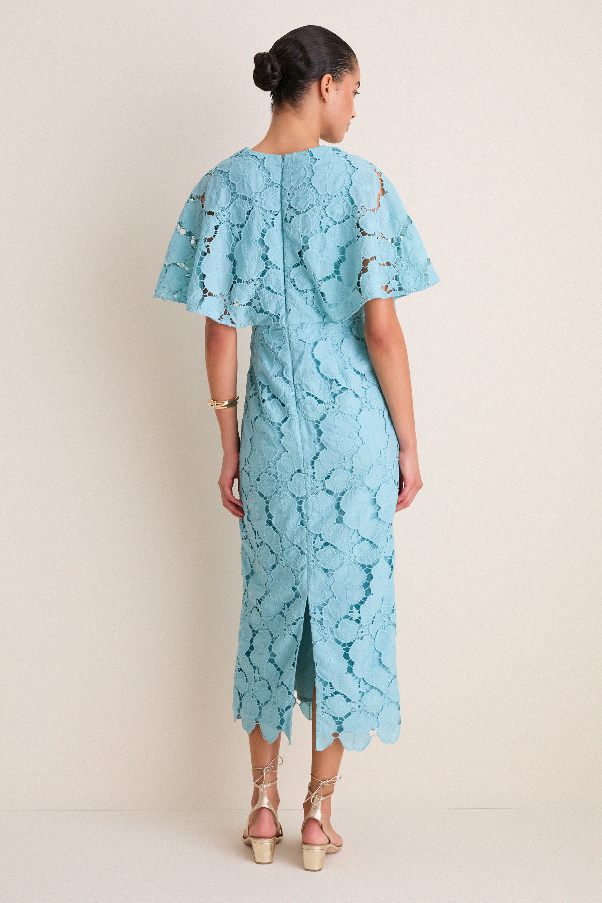 Cameo Blue Eyelet Cape Leah Dress - Image 5