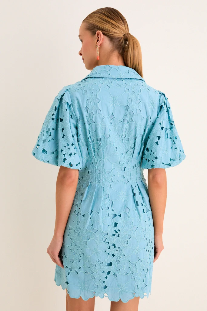Cameo Blue Eyelet Mini Delaney Dress - Image 5
