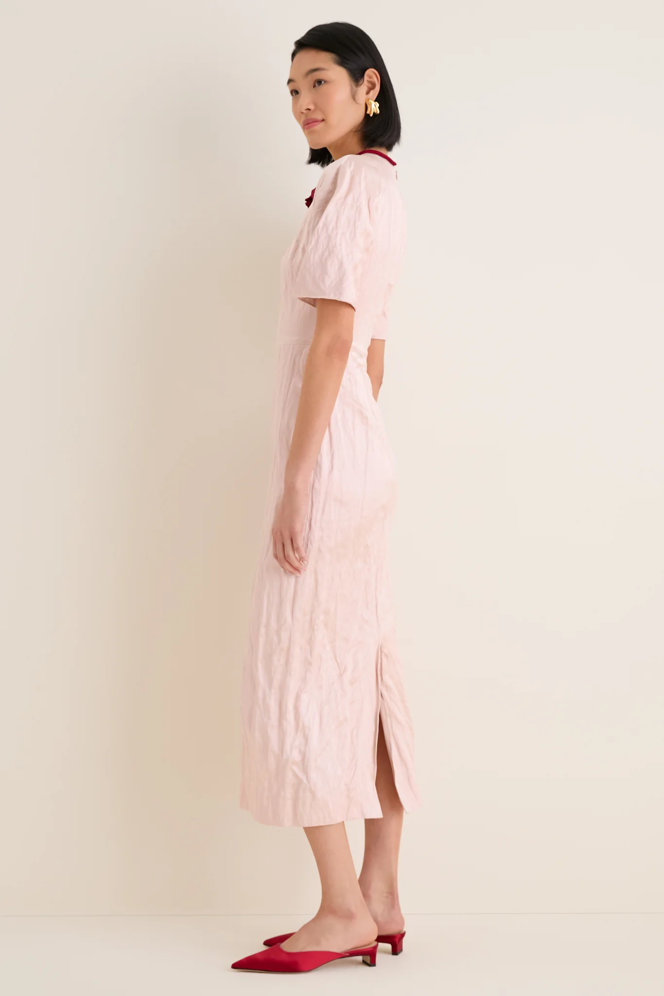 Cameo Pink Short Sleeve Midi Cocktail Dress - Image 4