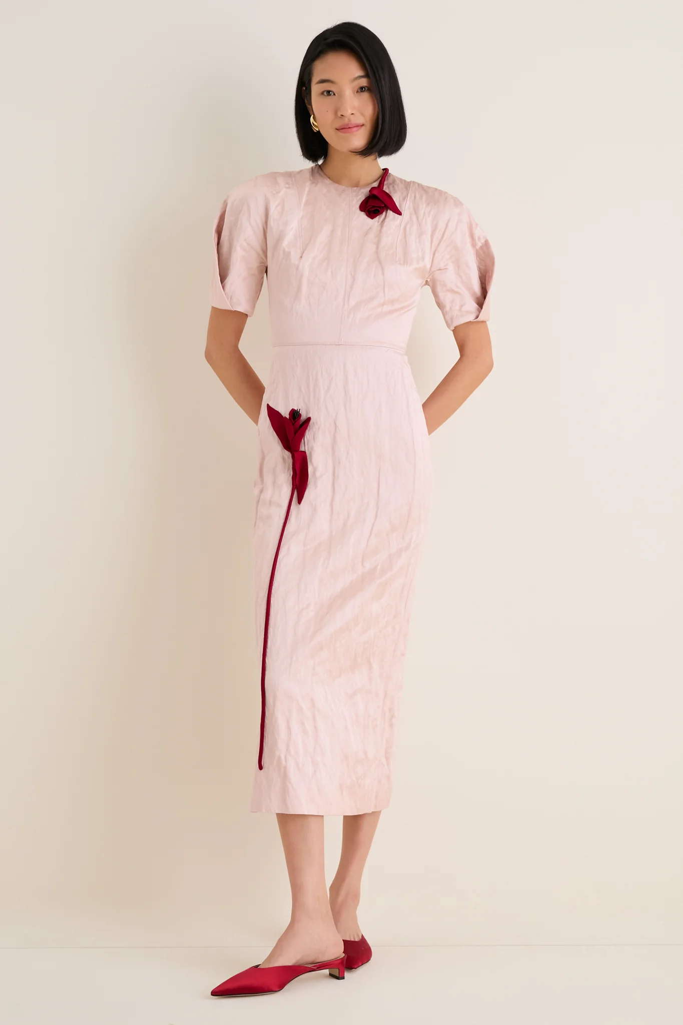 Cameo Pink Short Sleeve Midi Cocktail Dress - Image 7