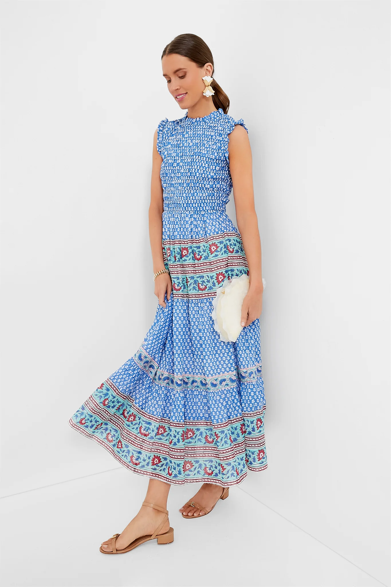 Campania Blue Sleeveless Smocked Maxi Dress - Image 2