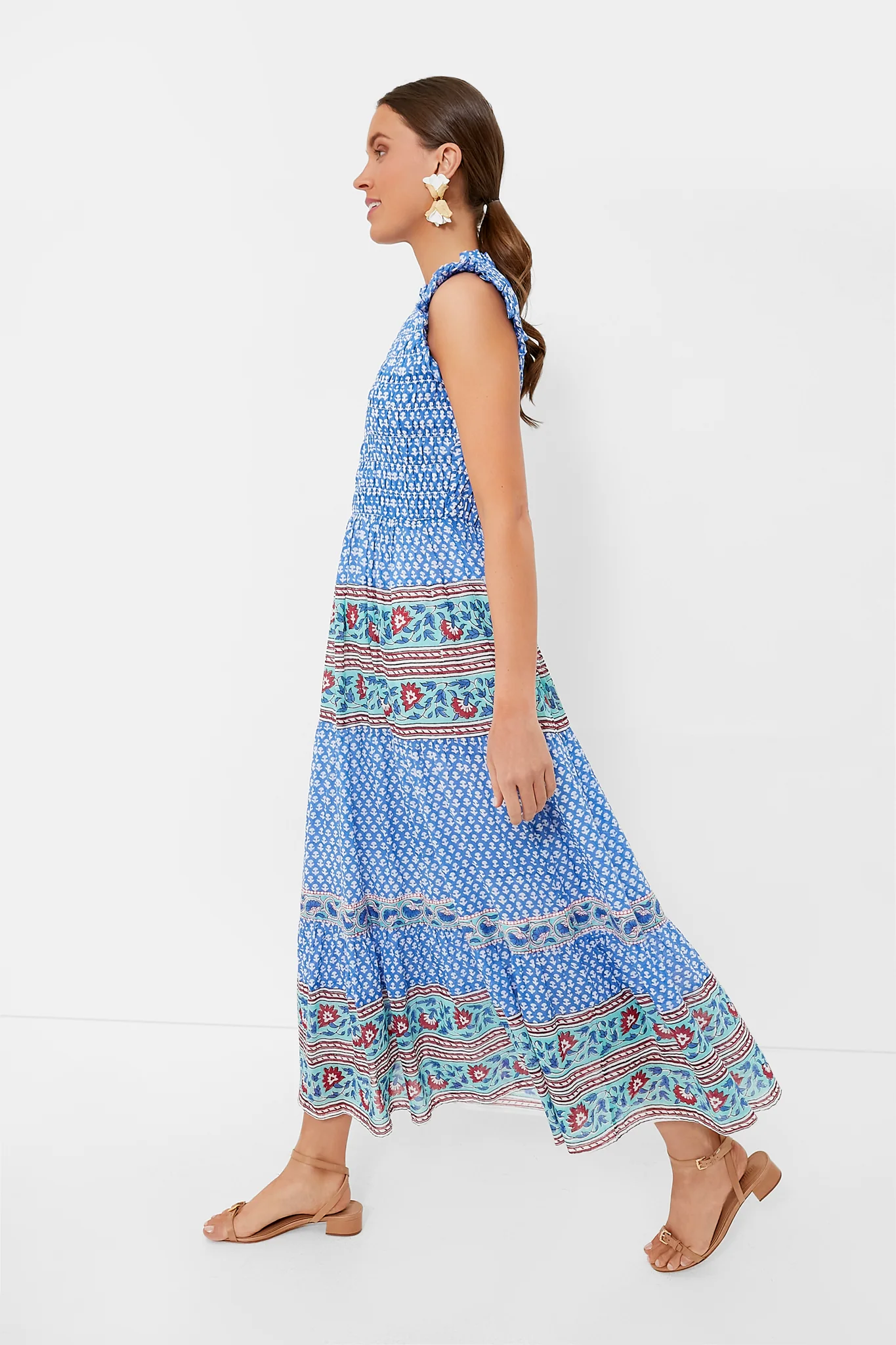 Campania Blue Sleeveless Smocked Maxi Dress - Image 3