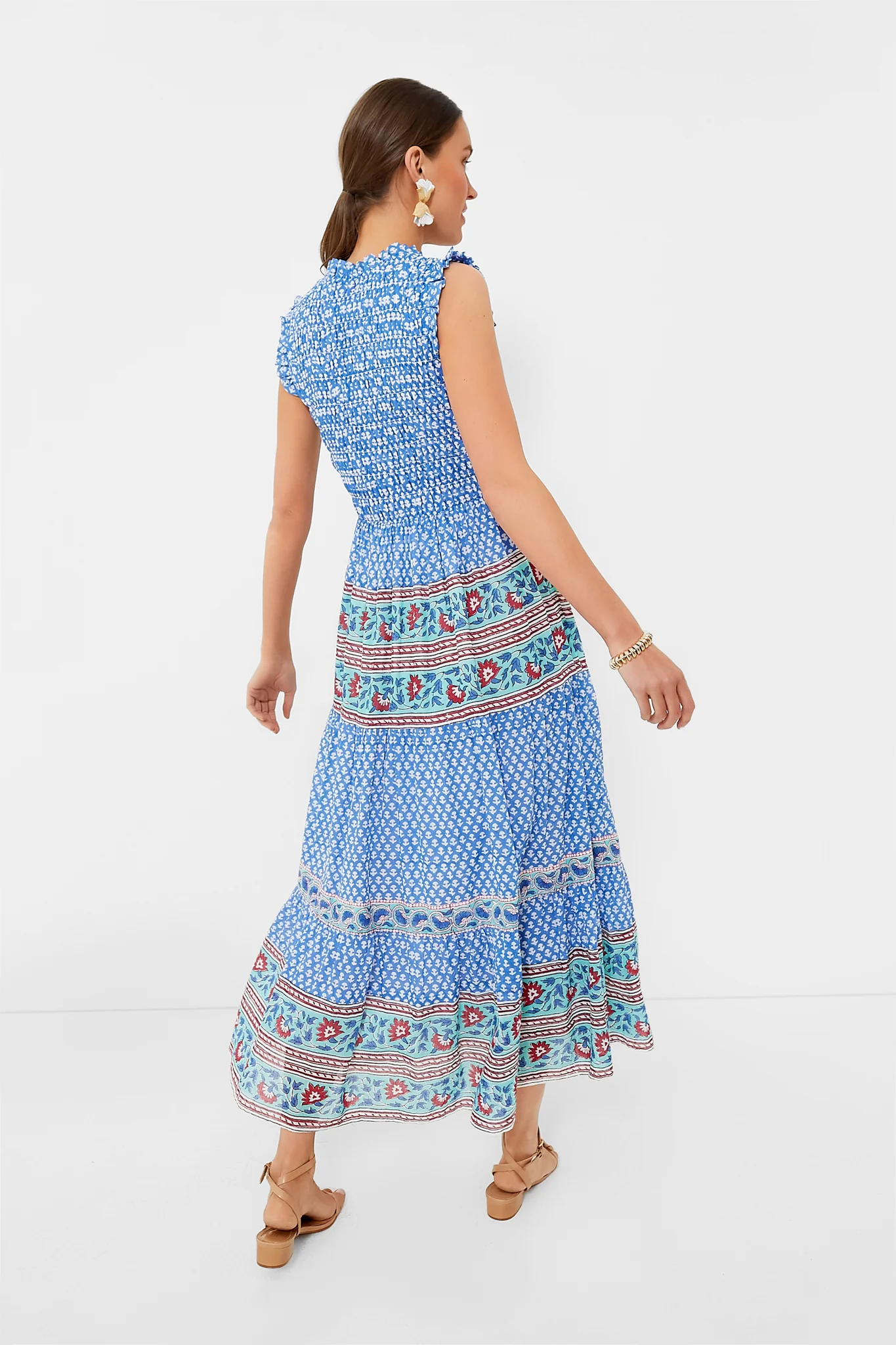 Campania Blue Sleeveless Smocked Maxi Dress - Image 4