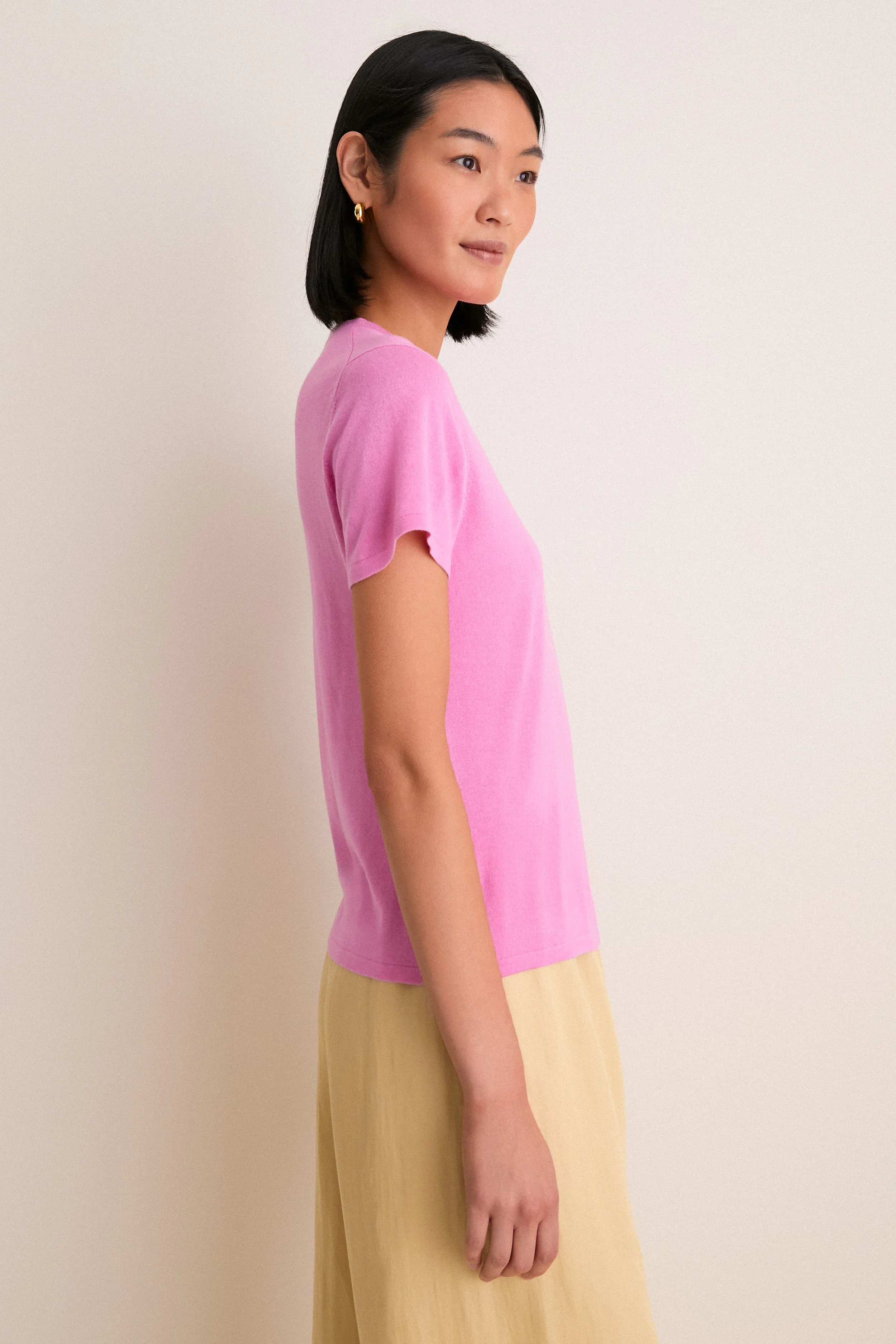 Carnation Pink Cashmere Silk Katie Tee - Image 4