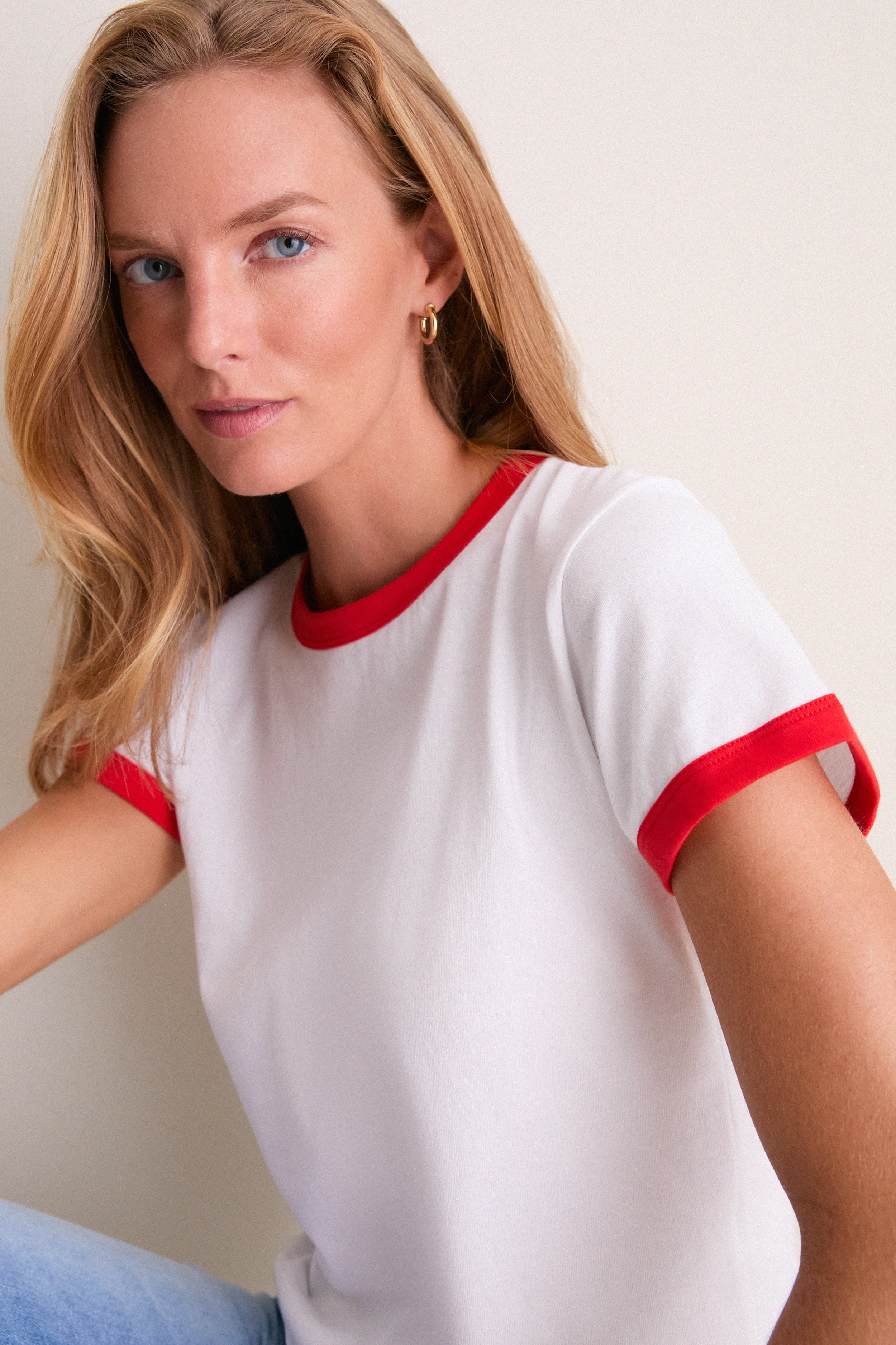 Cerise and White Margo Ringer Tee - Image 3