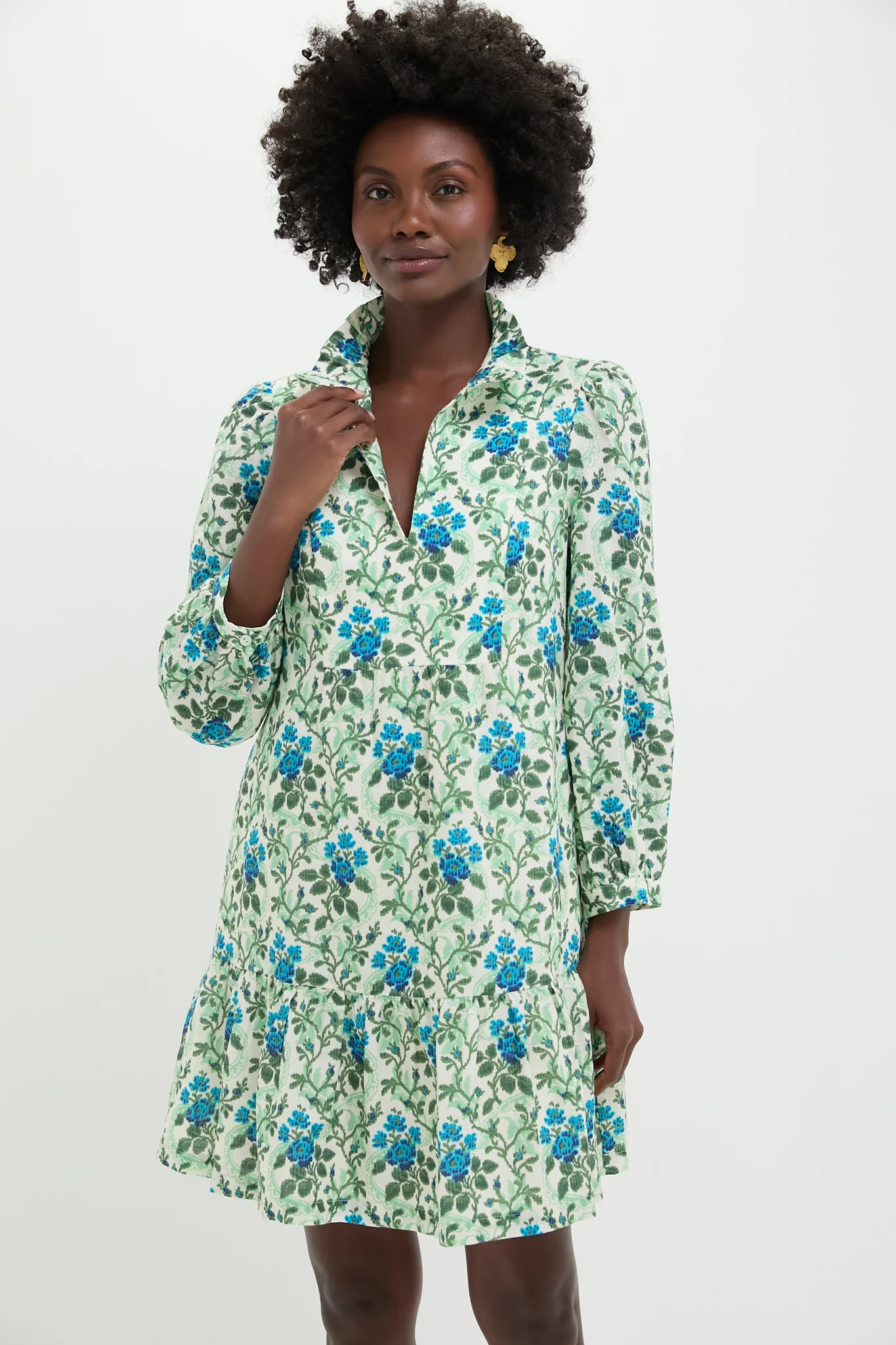 Cerulean Vine Cotton Linen Palmerston Dress