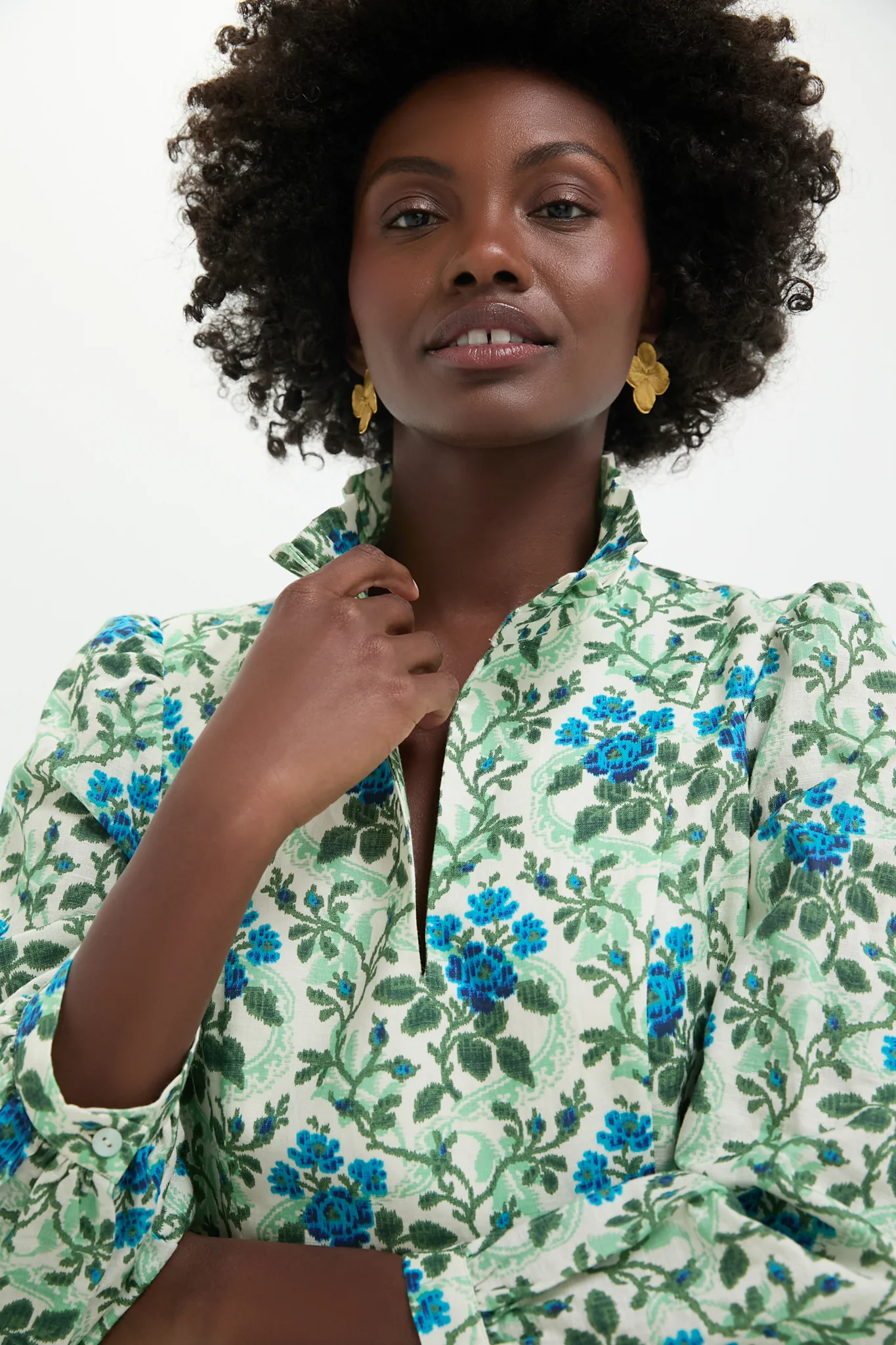 Cerulean Vine Cotton Linen Palmerston Dress - Image 5