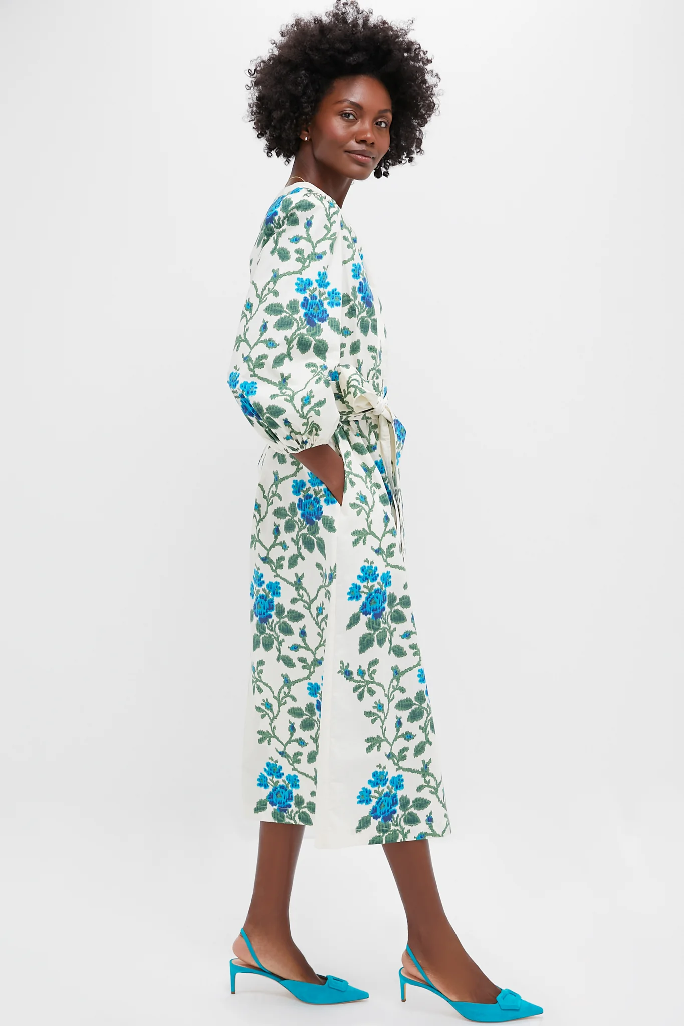 Cerulean Vine Cotton Poplin Lachlan Dress - Image 3