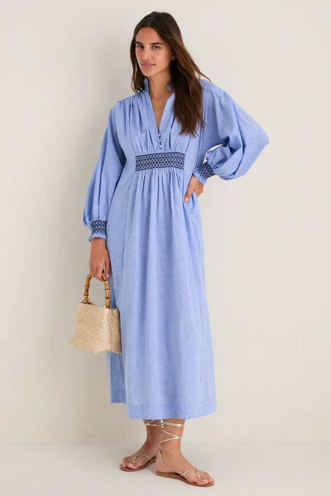 Chambray Embroidered Aubury Maxi Dress - Image 3