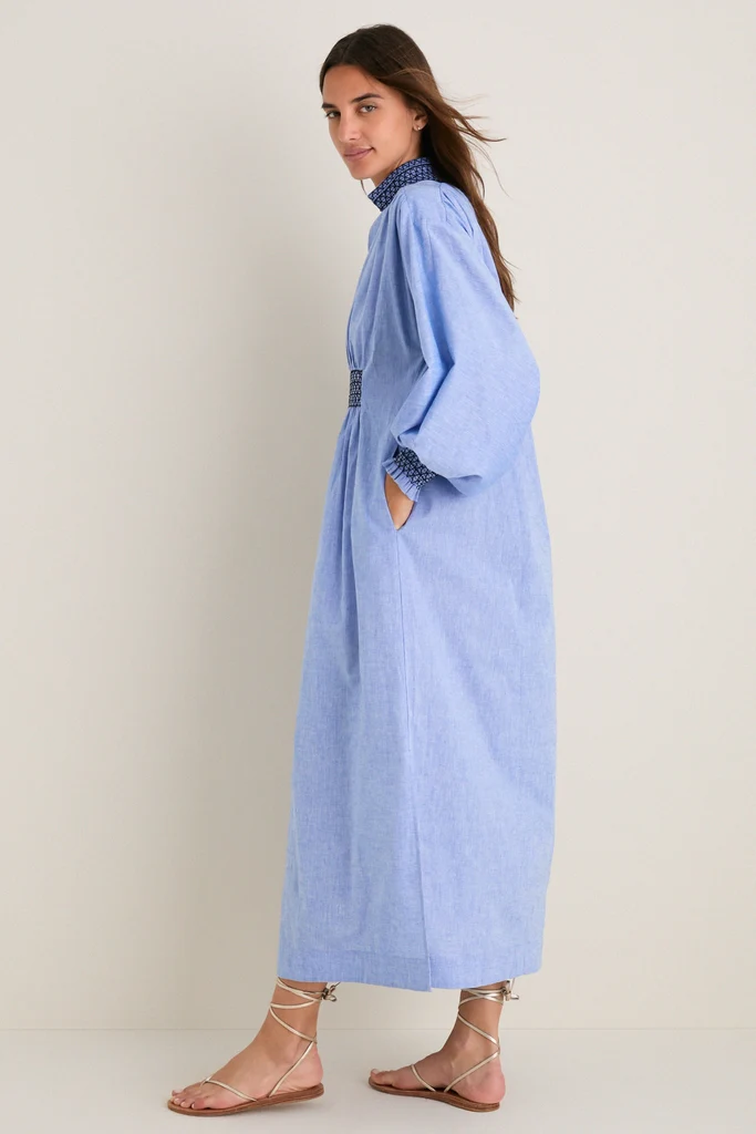 Chambray Embroidered Aubury Maxi Dress - Image 4