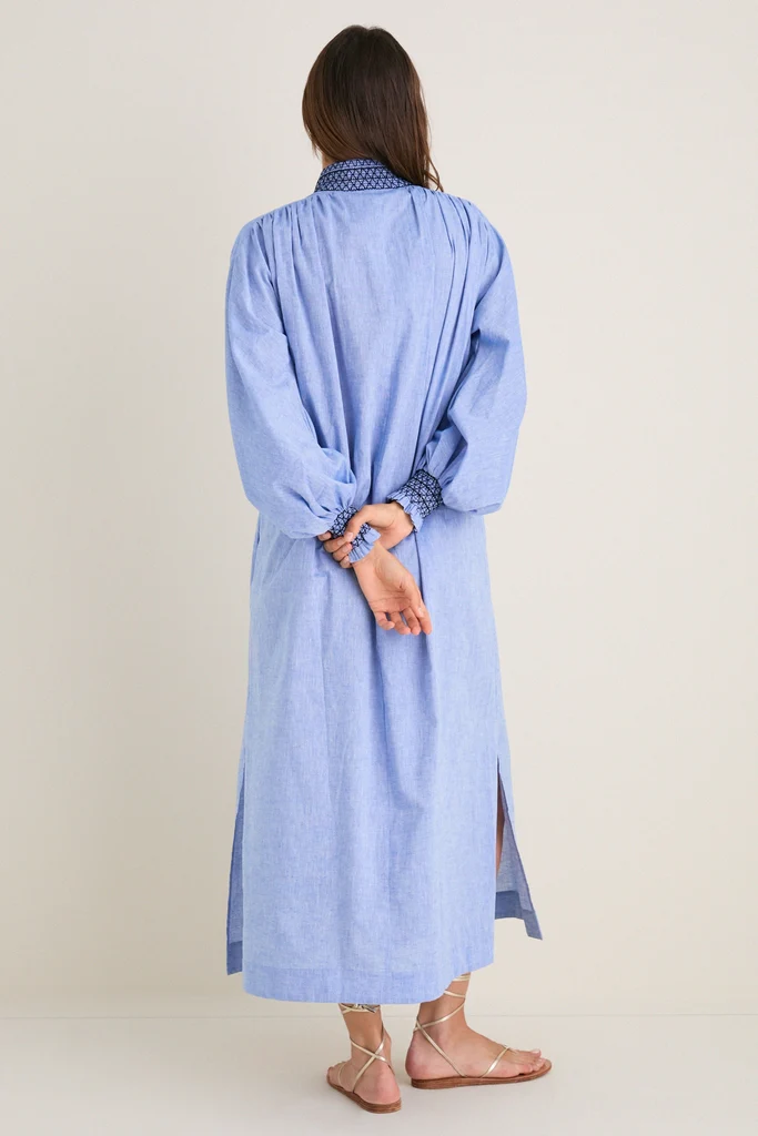 Chambray Embroidered Aubury Maxi Dress - Image 5