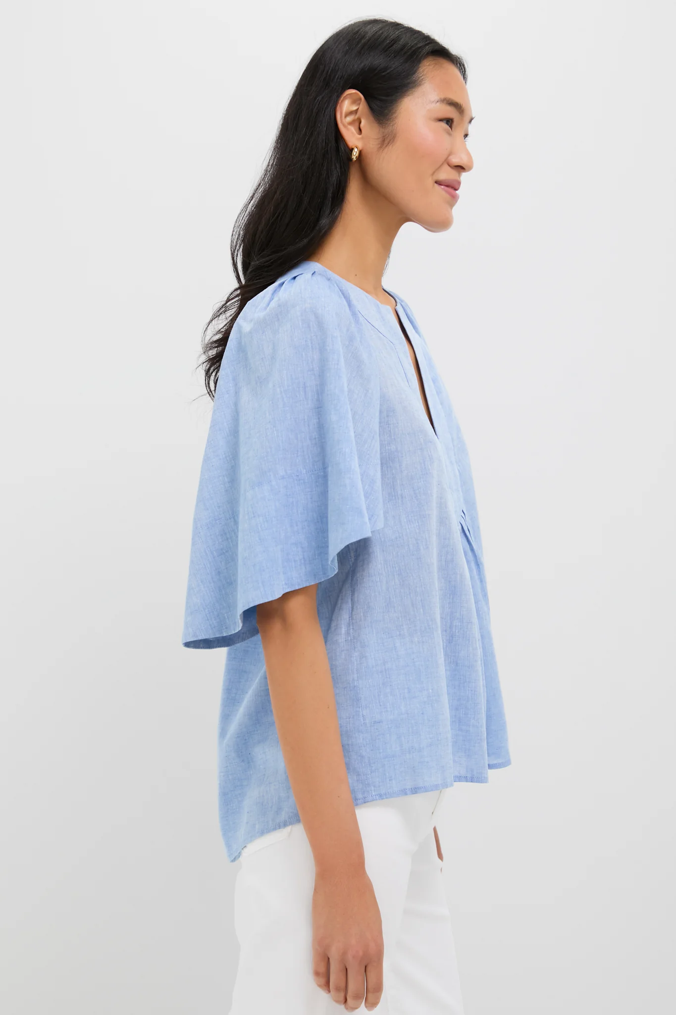 Chambray Finley Flutter Sleeve Top - Image 3