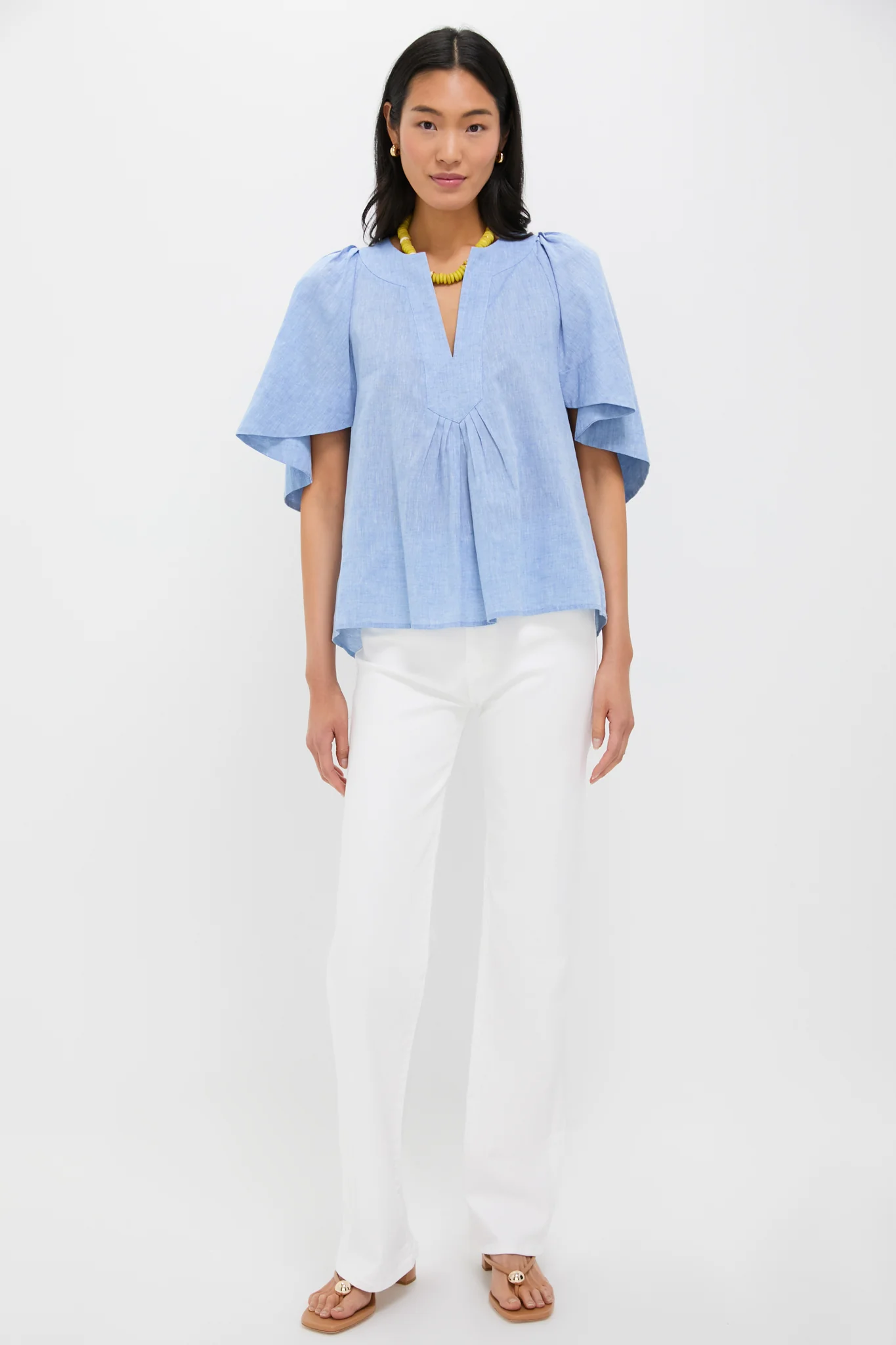 Chambray Finley Flutter Sleeve Top - Image 4