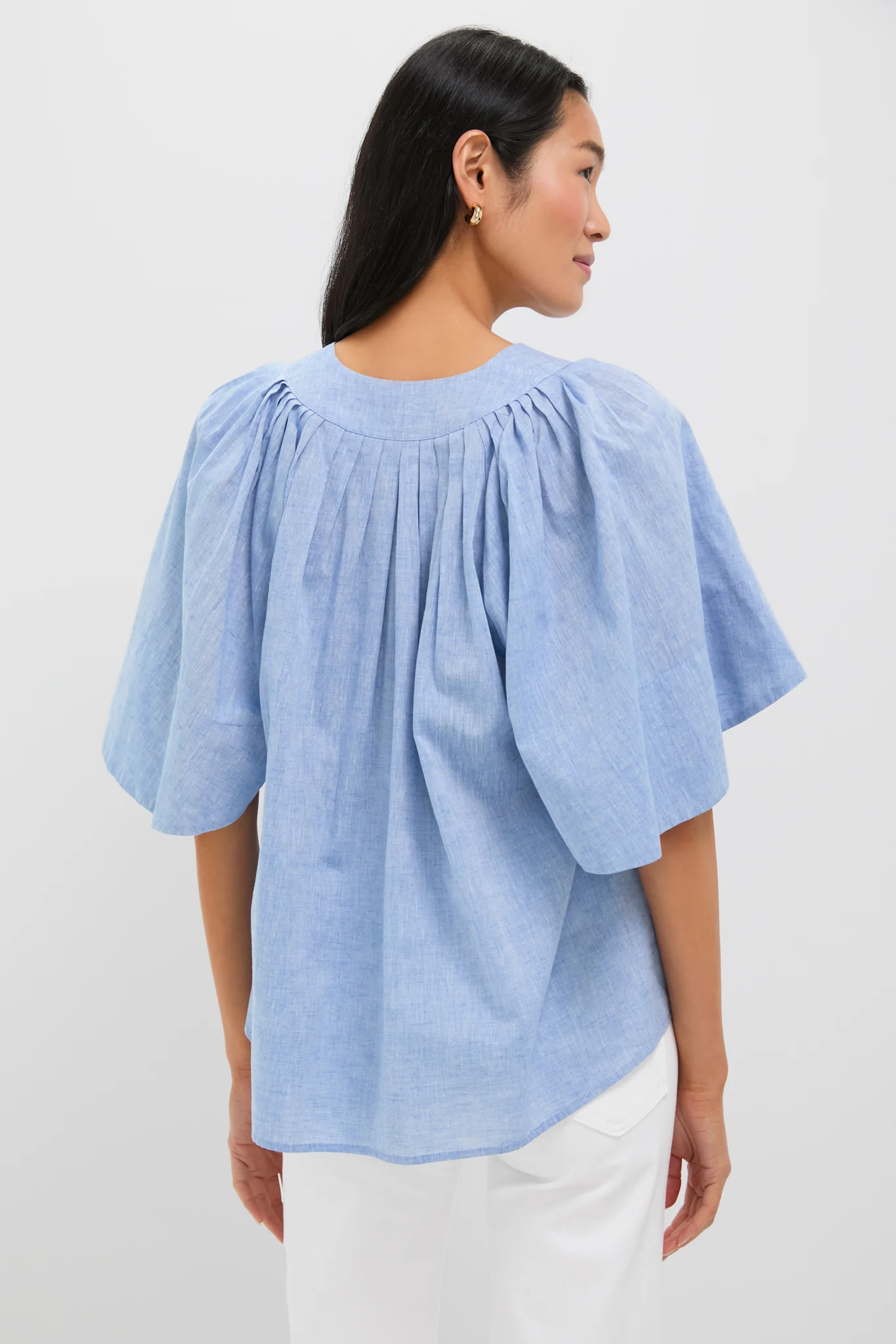 Chambray Finley Flutter Sleeve Top - Image 5