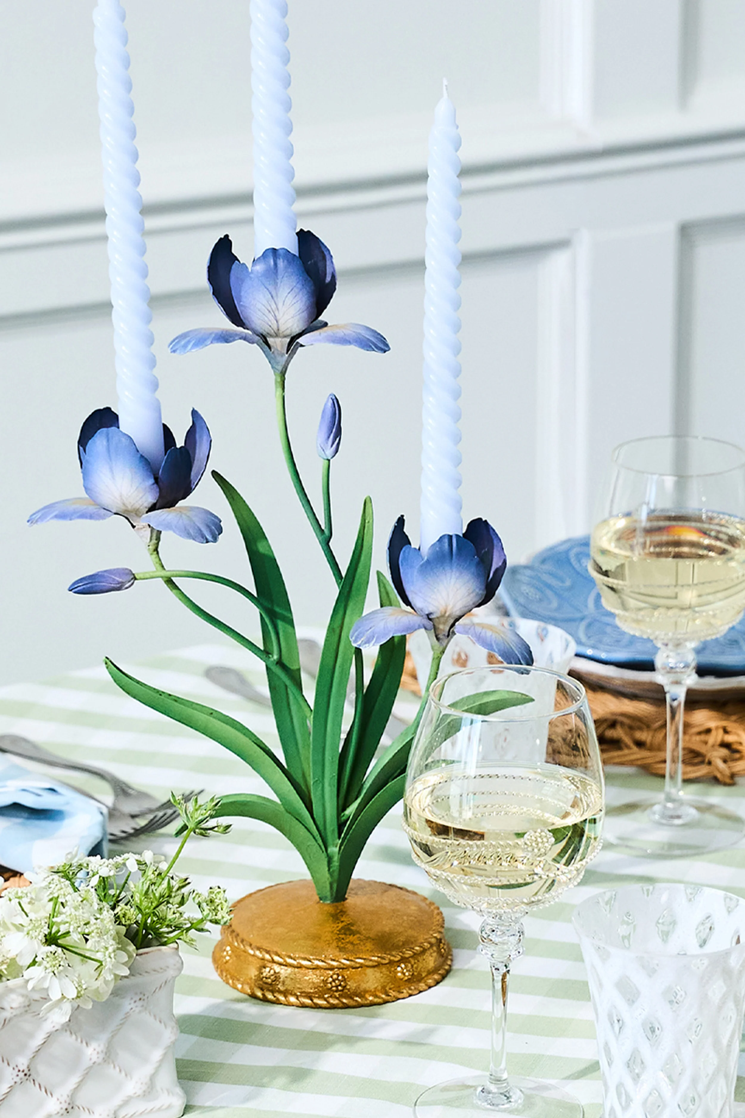 Chambray Meadow Walk Iris 14" Centerpiece Candelabra - Image 3