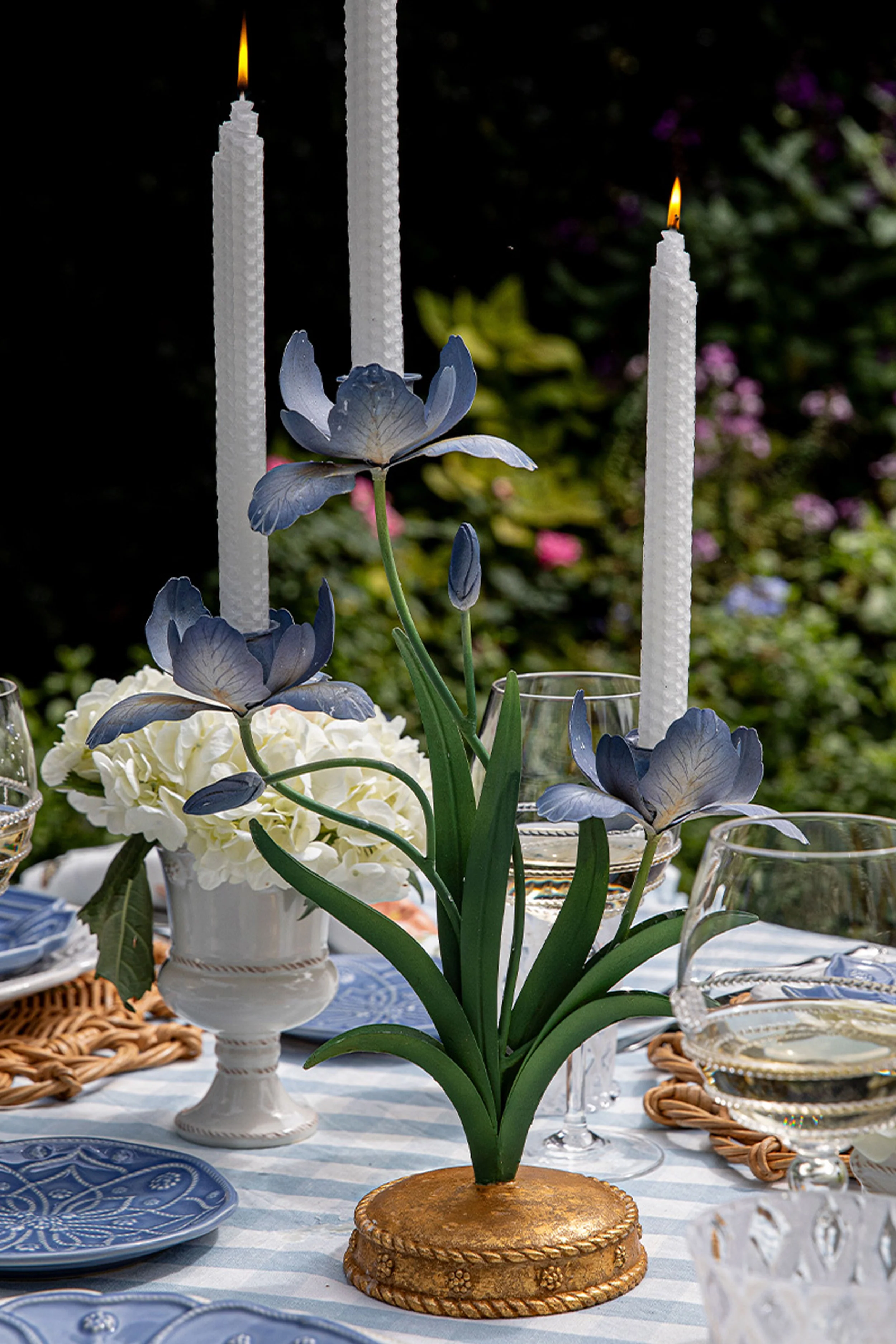 Chambray Meadow Walk Iris 14" Centerpiece Candelabra - Image 4