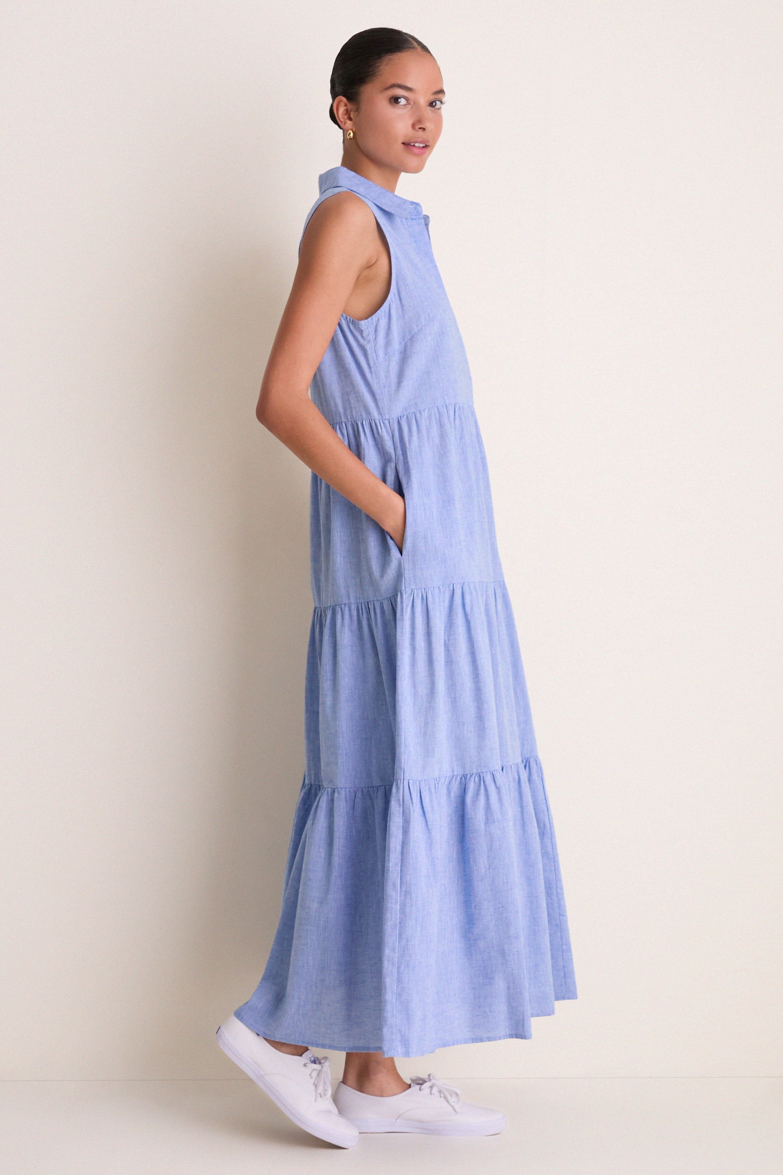 Chambray Sleeveless Mabel Maxi Dress - Image 4
