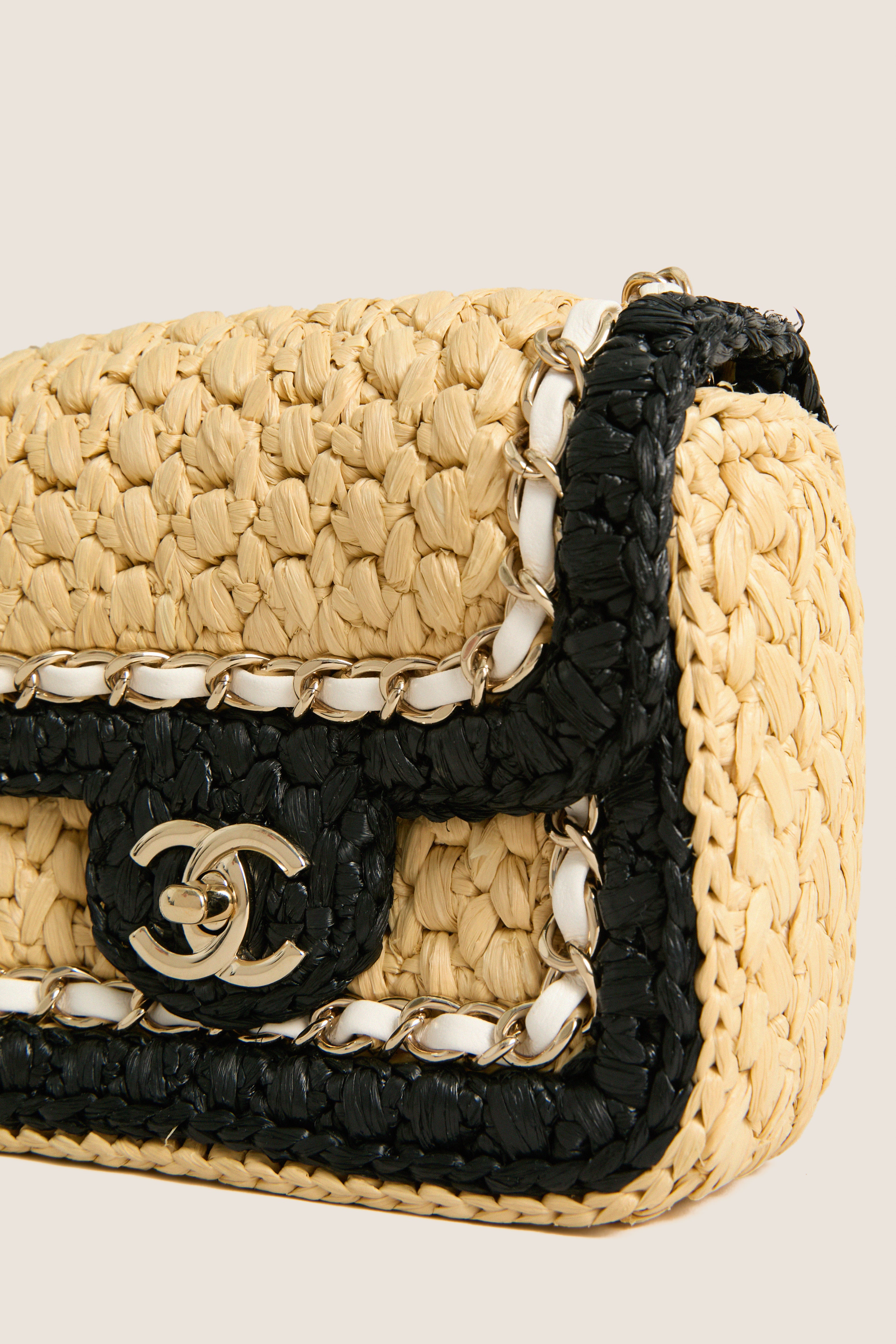 CHANEL Beige and Black Coco Mark Single Flap Chain Bag - Image 5