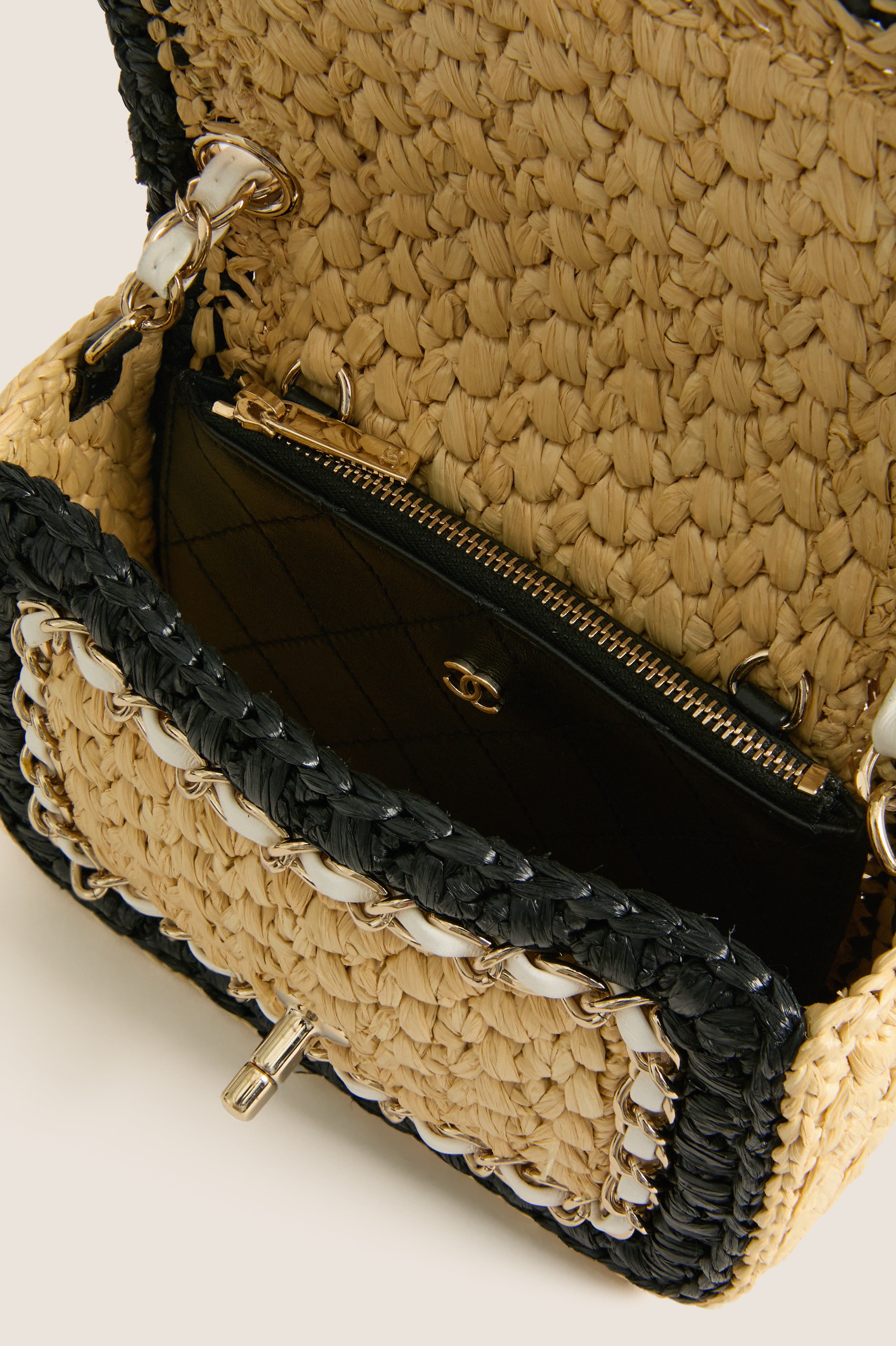 CHANEL Beige and Black Coco Mark Single Flap Chain Bag - Image 7