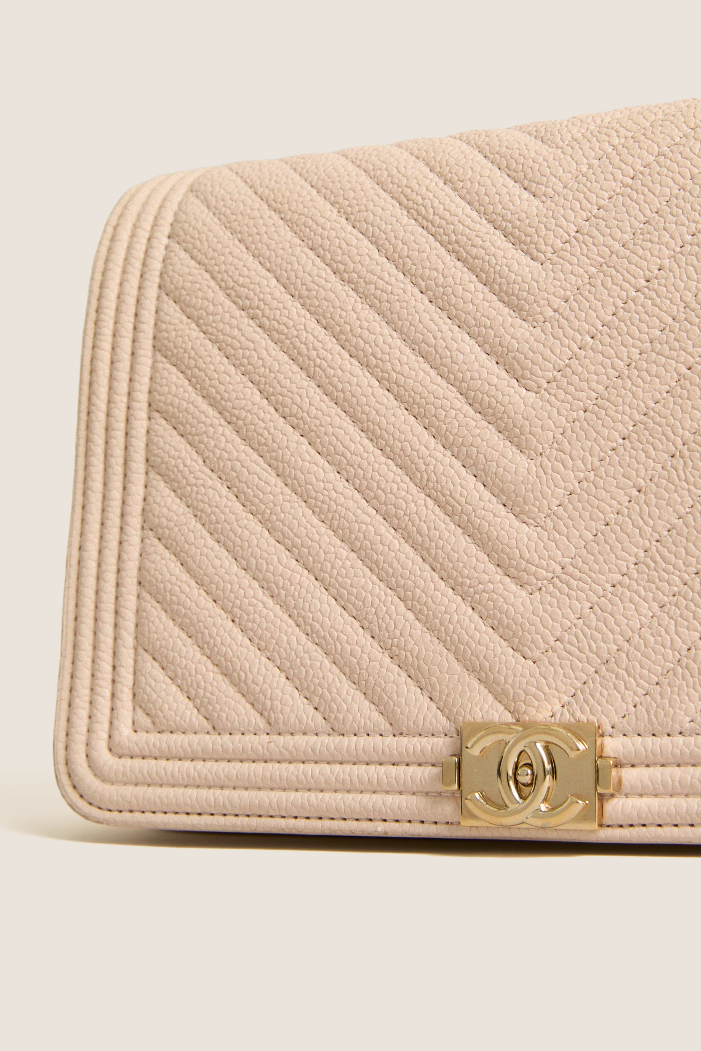 CHANEL Beige Boy Matelasse Shoulder Bag Grained Calfskin - Image 6