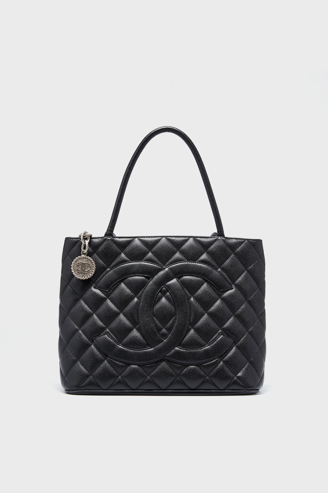 CHANEL Black Caviar Quilted Medallion Tote