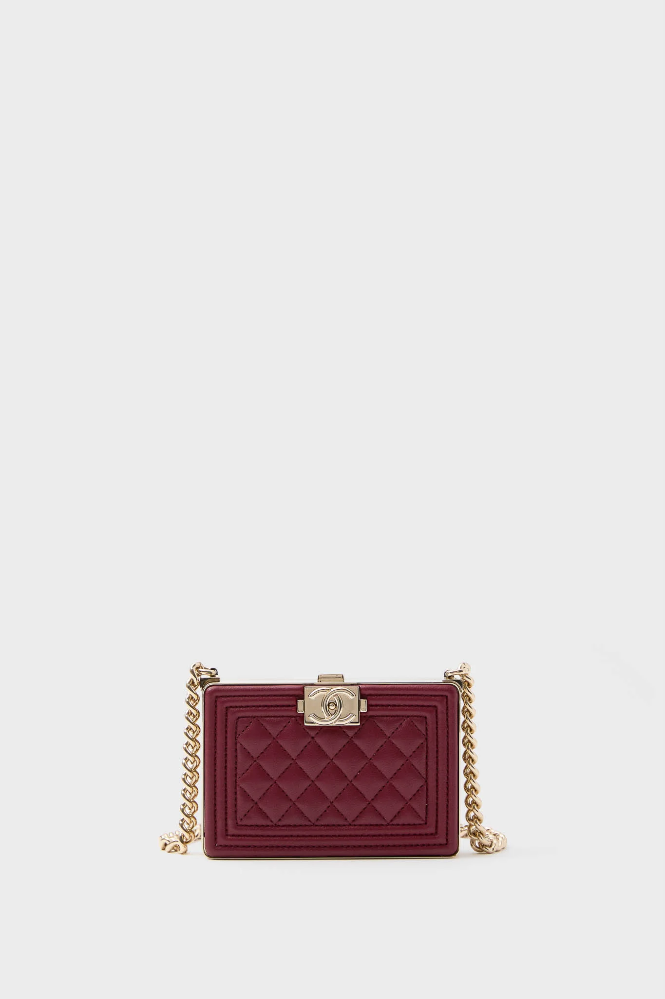 CHANEL Red Sheepskin Leather Boy Minaudiere