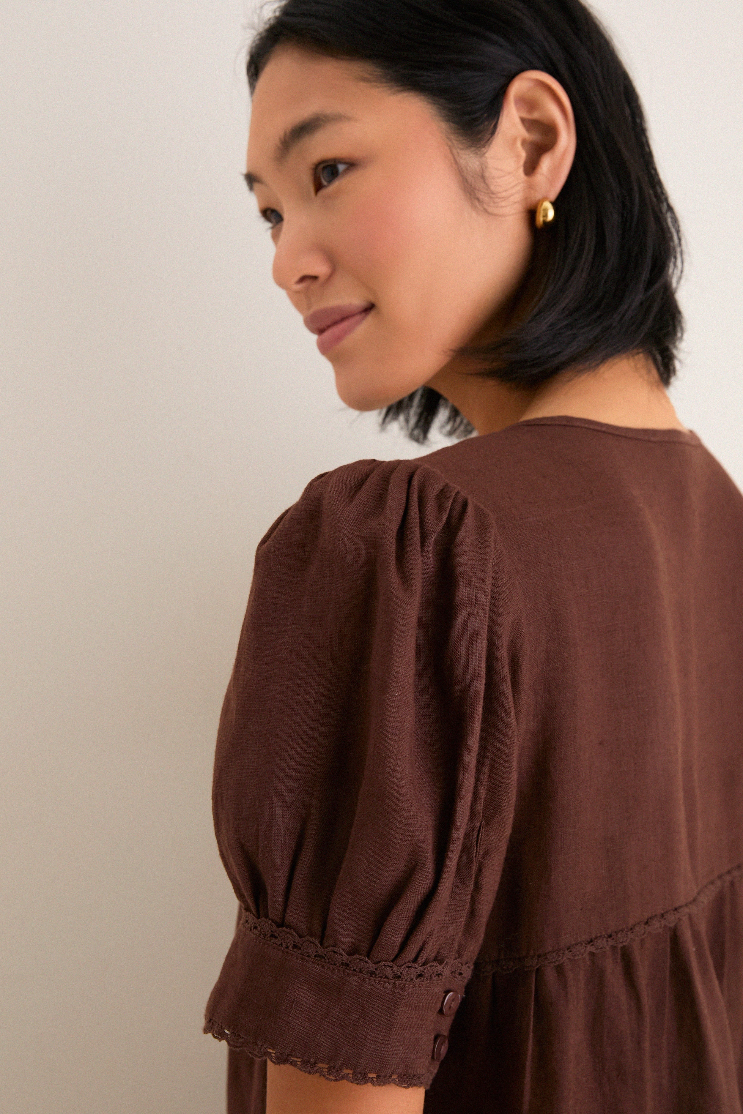 Chestnut Linen Bridget Dress - Image 5