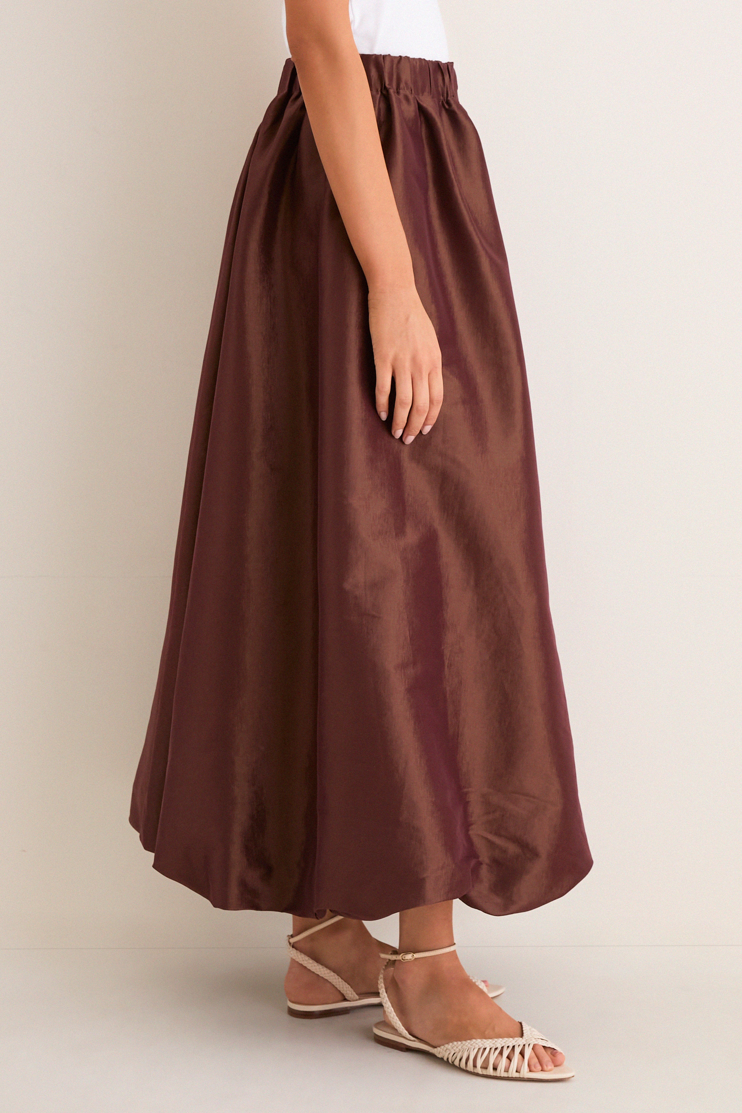 Chestnut Taffeta Cynthia Bubble Skirt - Image 3