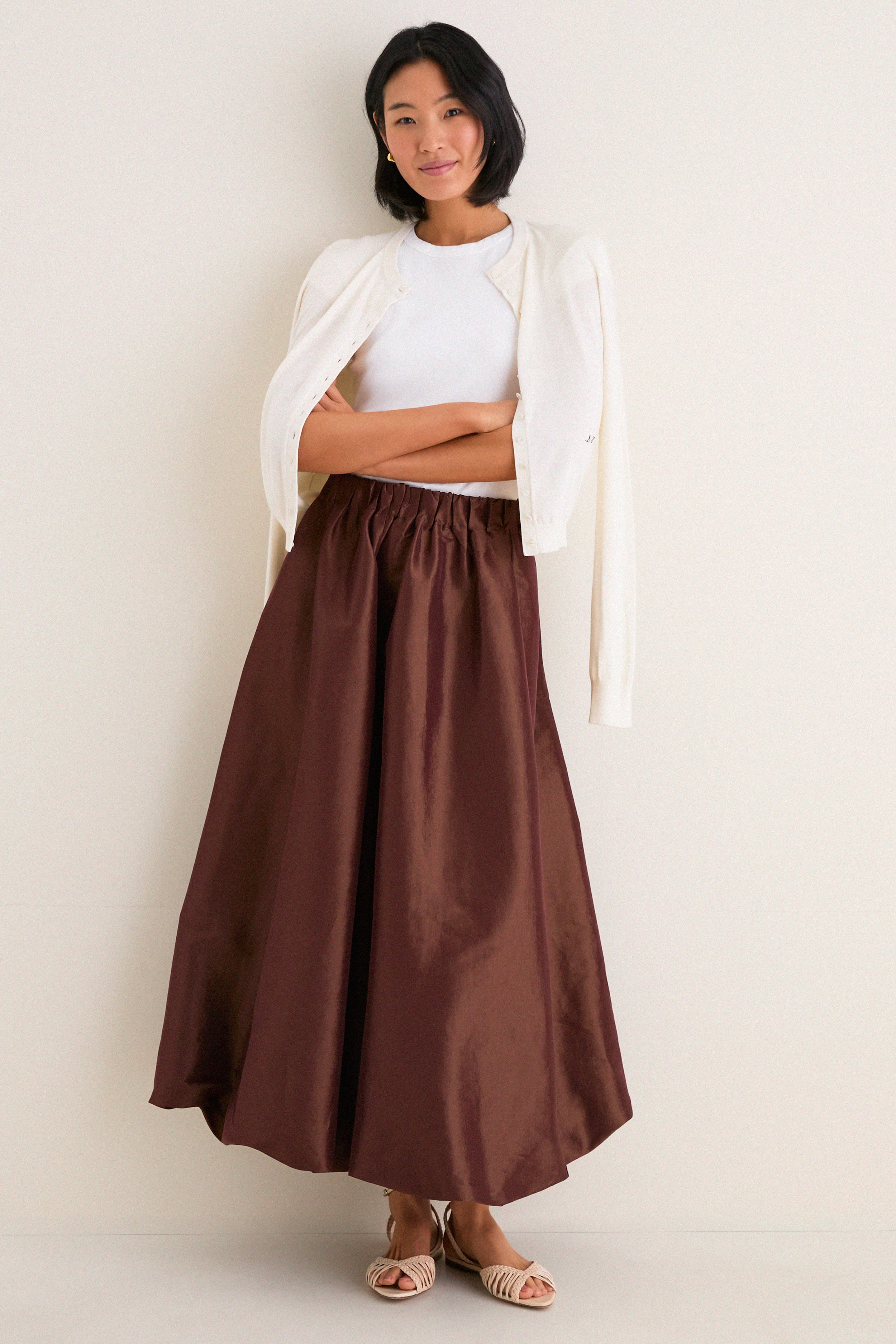 Chestnut Taffeta Cynthia Bubble Skirt - Image 6