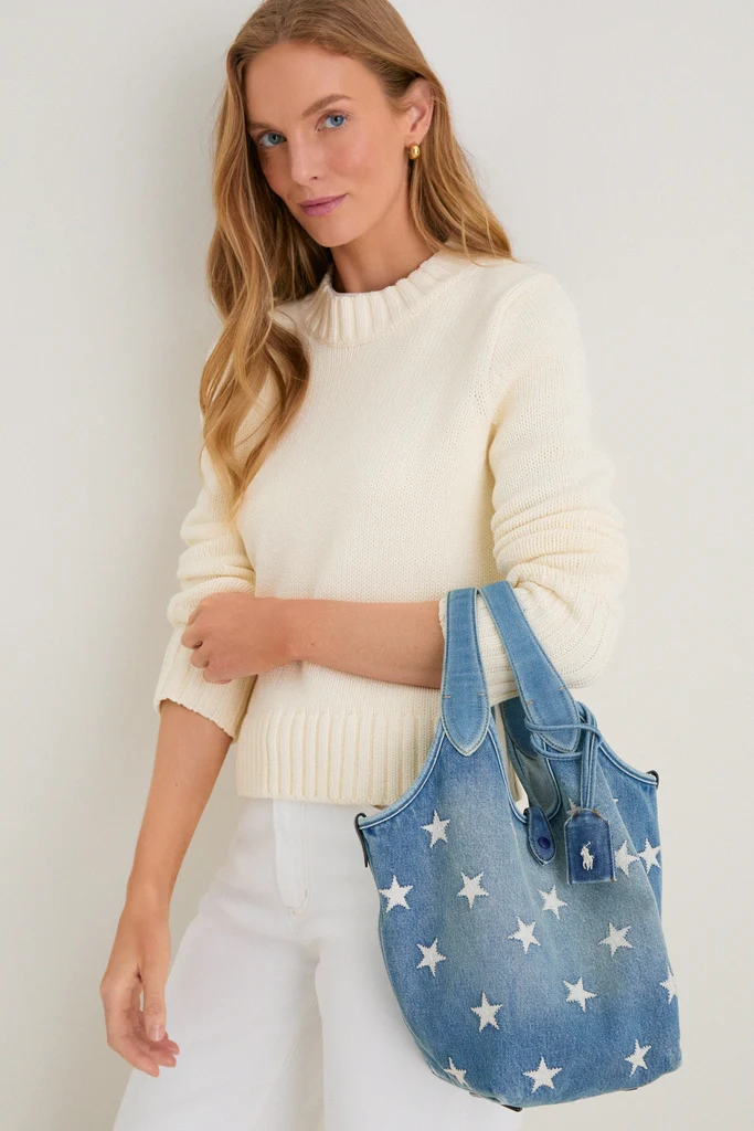 Christy Wash Denim Stars Tote - Image 2
