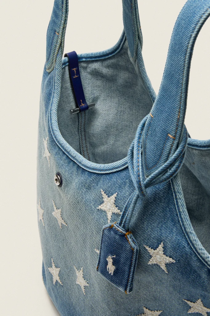 Christy Wash Denim Stars Tote - Image 3
