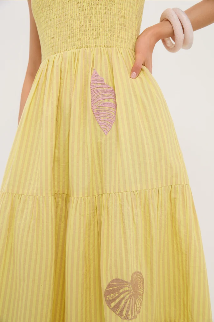 Citrine Stripe Embroidered Mallie Dress - Image 2