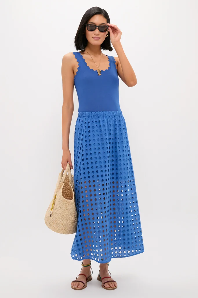 Cobalt Blue Cotton Eyelet Eve Skirt - Image 2