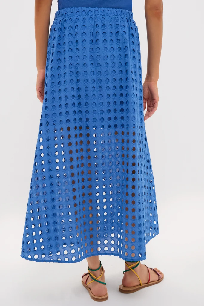 Cobalt Blue Cotton Eyelet Eve Skirt - Image 4