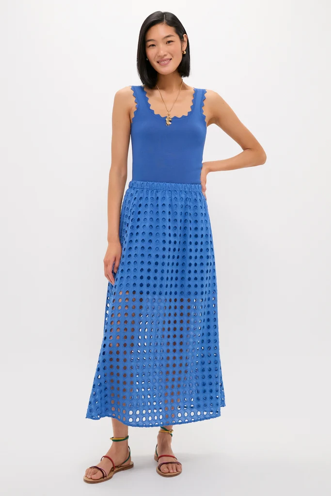 Cobalt Blue Cotton Eyelet Eve Skirt - Image 6
