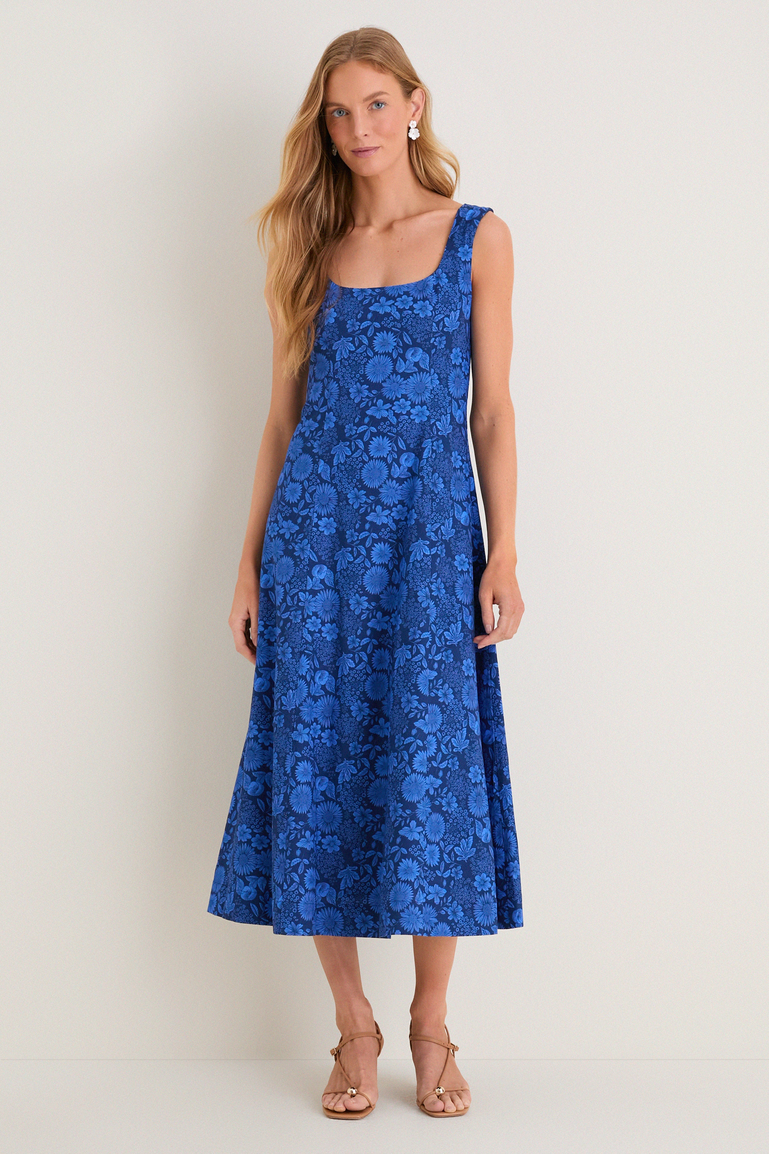 Cobalt Blue Dahlia Floral Catie Dress - Image 2