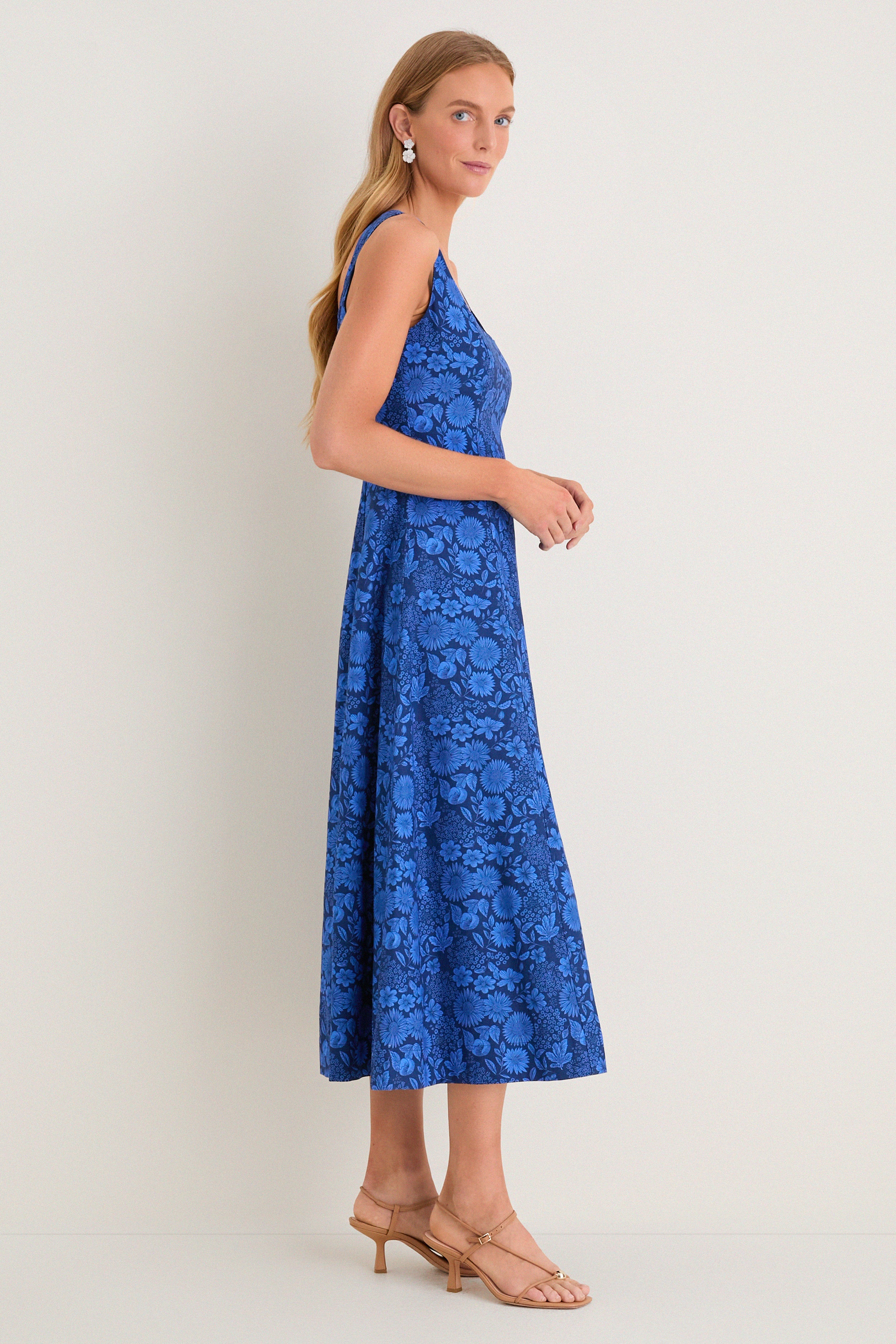 Cobalt Blue Dahlia Floral Catie Dress - Image 3