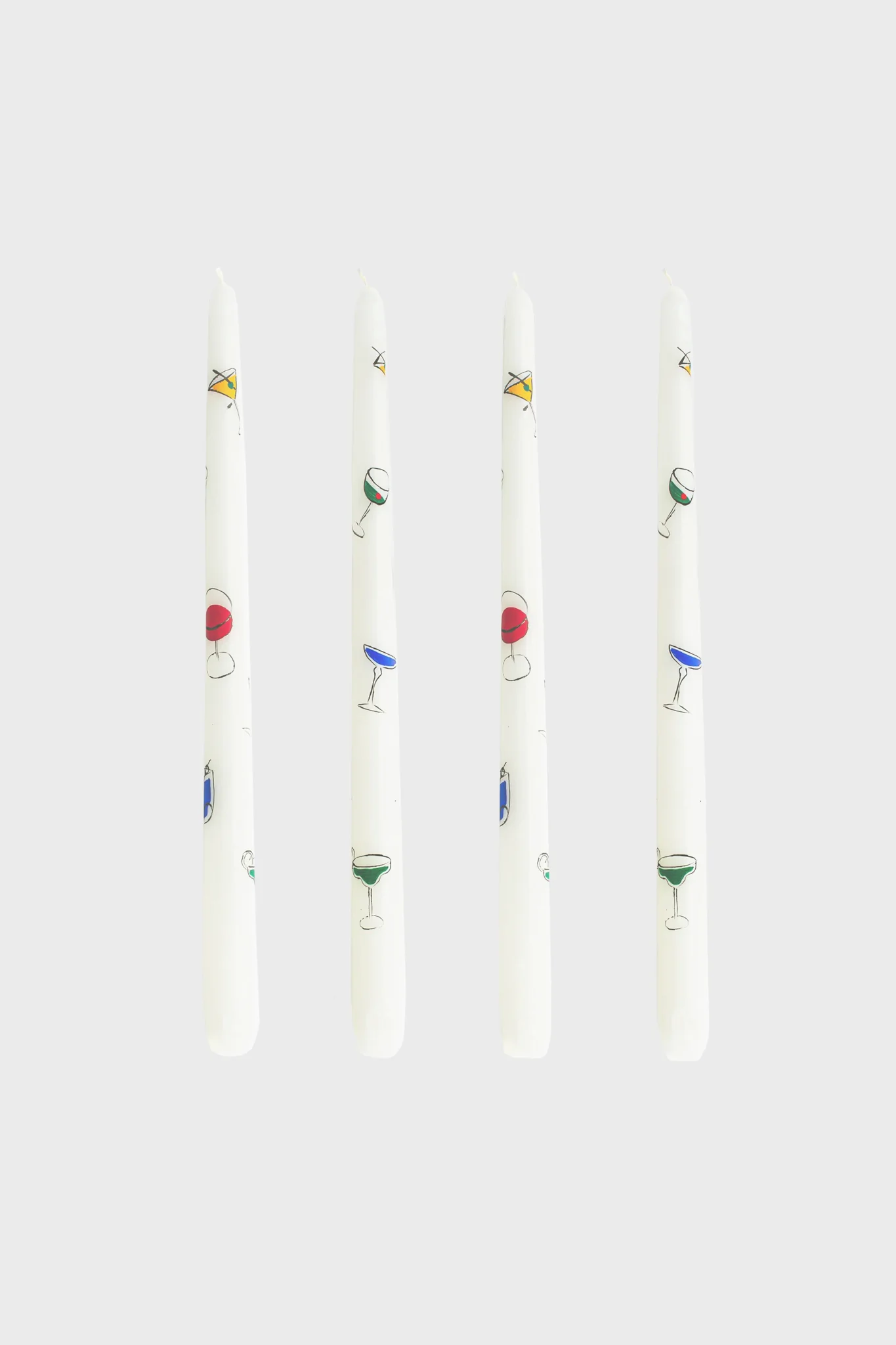 Cocktails Hand-Painted Taper Candles (Set of 4)