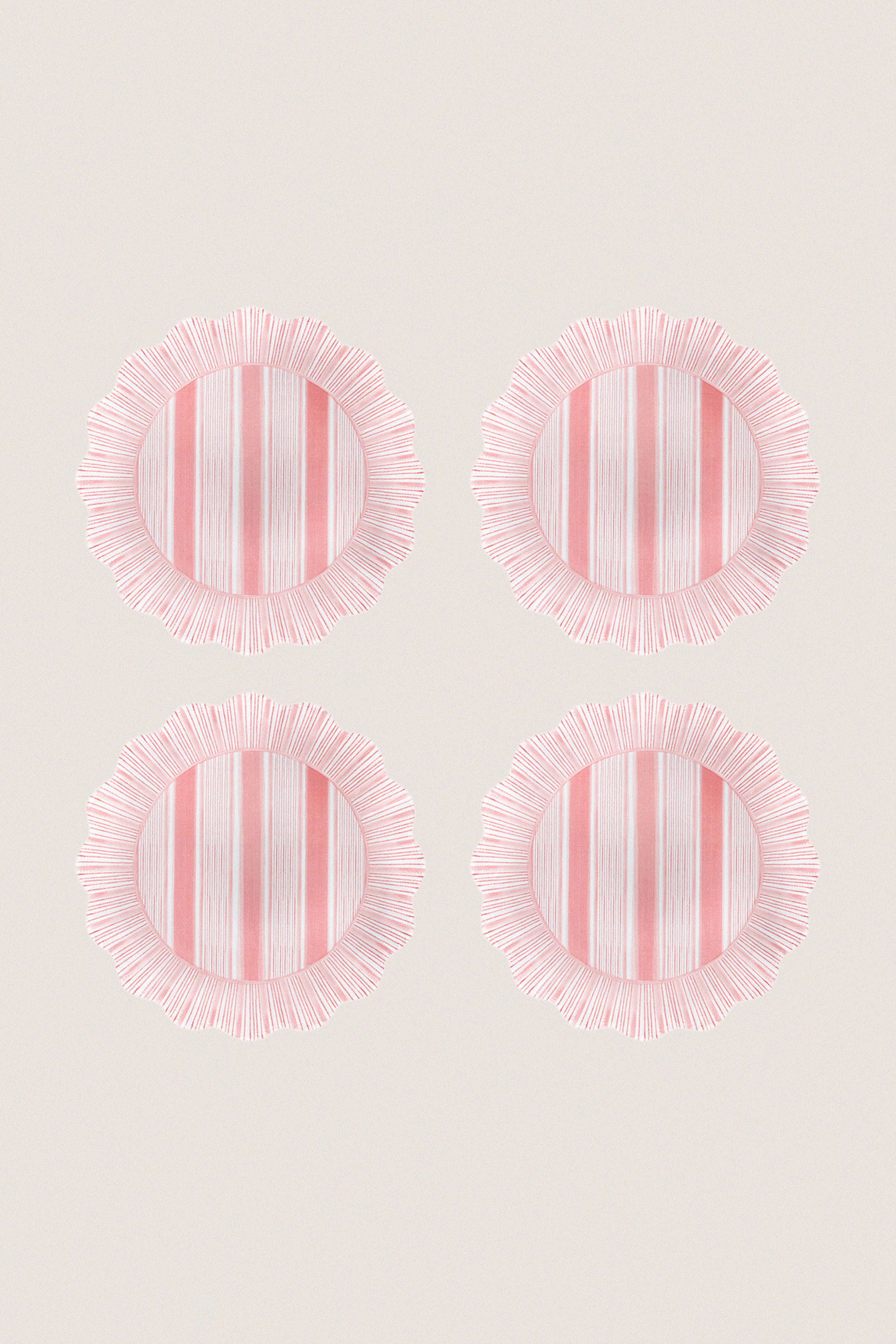 Coral Cabana Stripe Melamine Dessert Salad Plate Set of 4 - Image 4