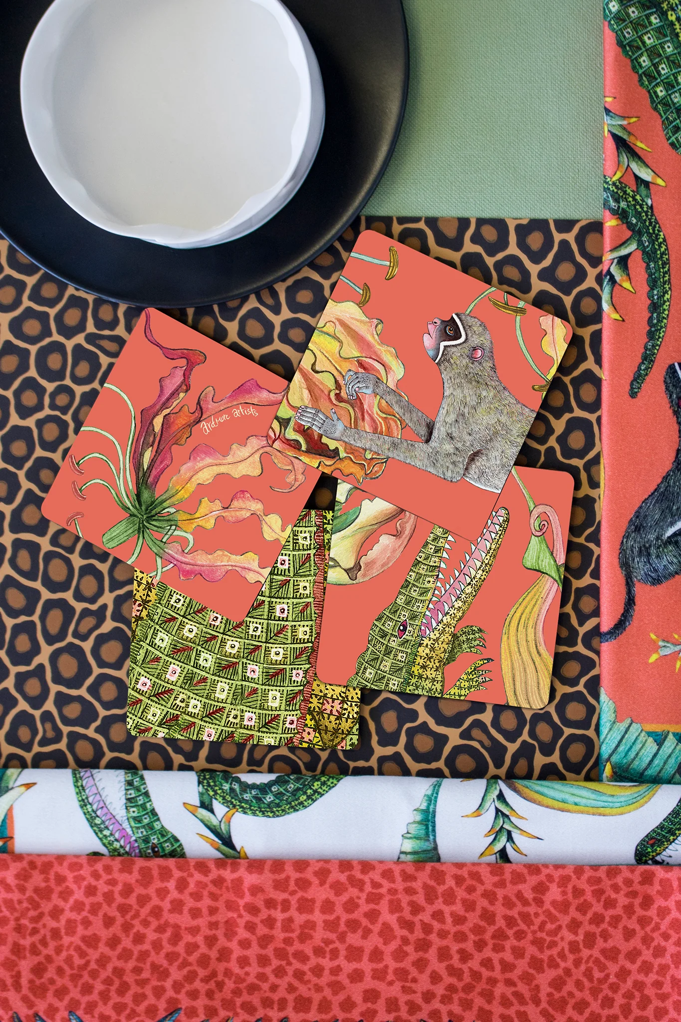 Coral Flame Lily Coasters (Set of 4) - Image 2