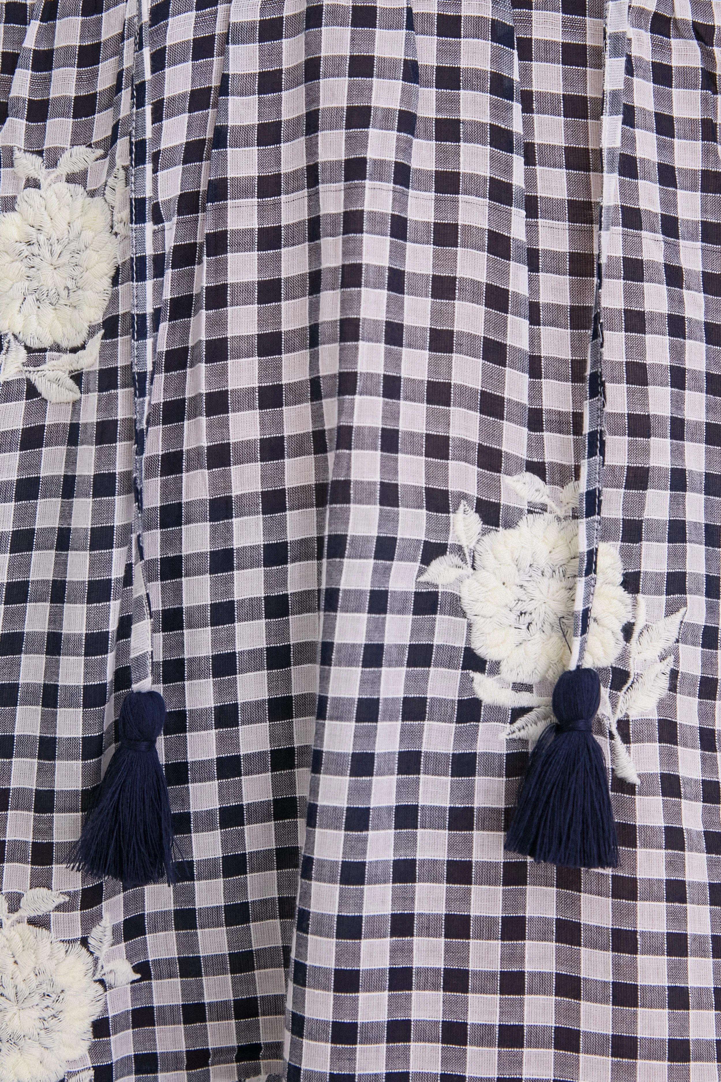 Sapphire Gingham Embroidered Sleeveless Salty Paloma Caftan - Image 4