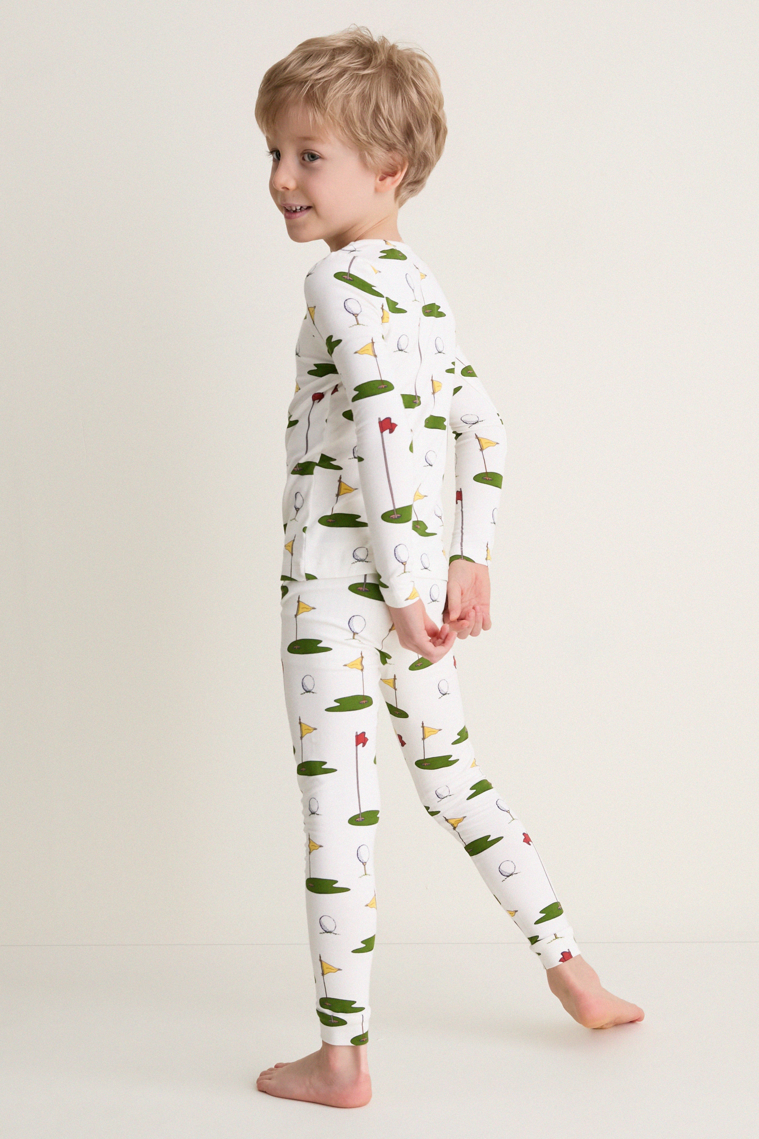 Cream Golf Tournament Kids Bamboo Pj Set - Image 3