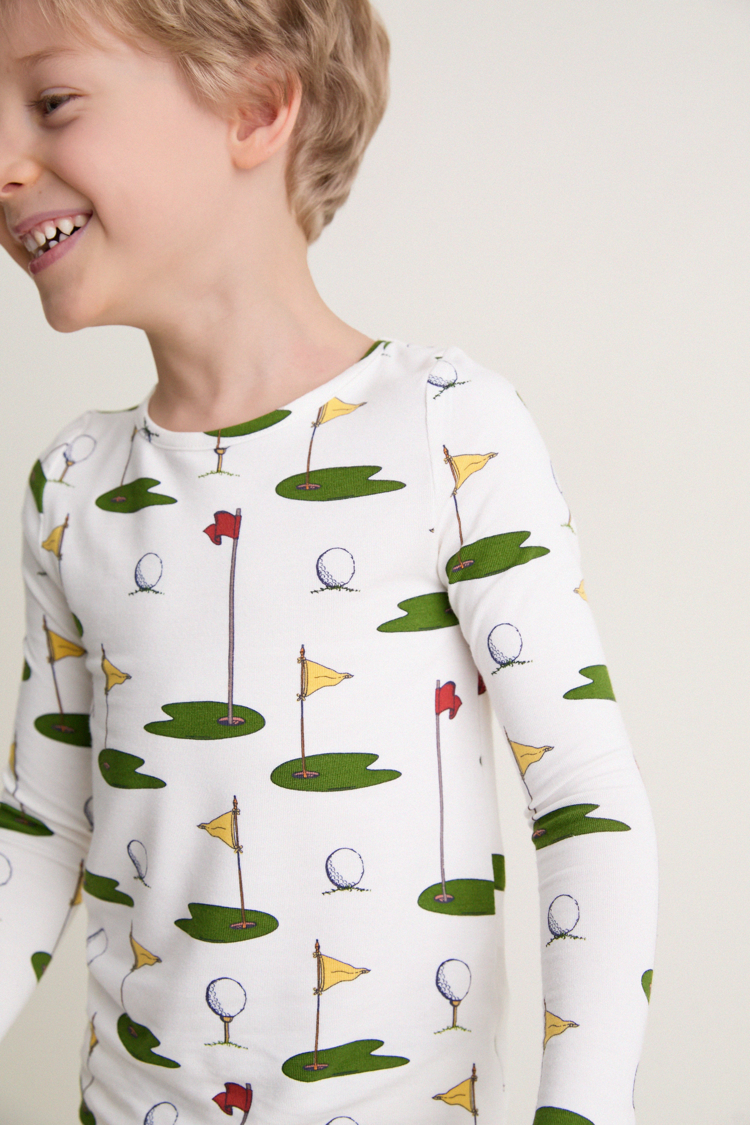 Cream Golf Tournament Kids Bamboo Pj Set - Image 4