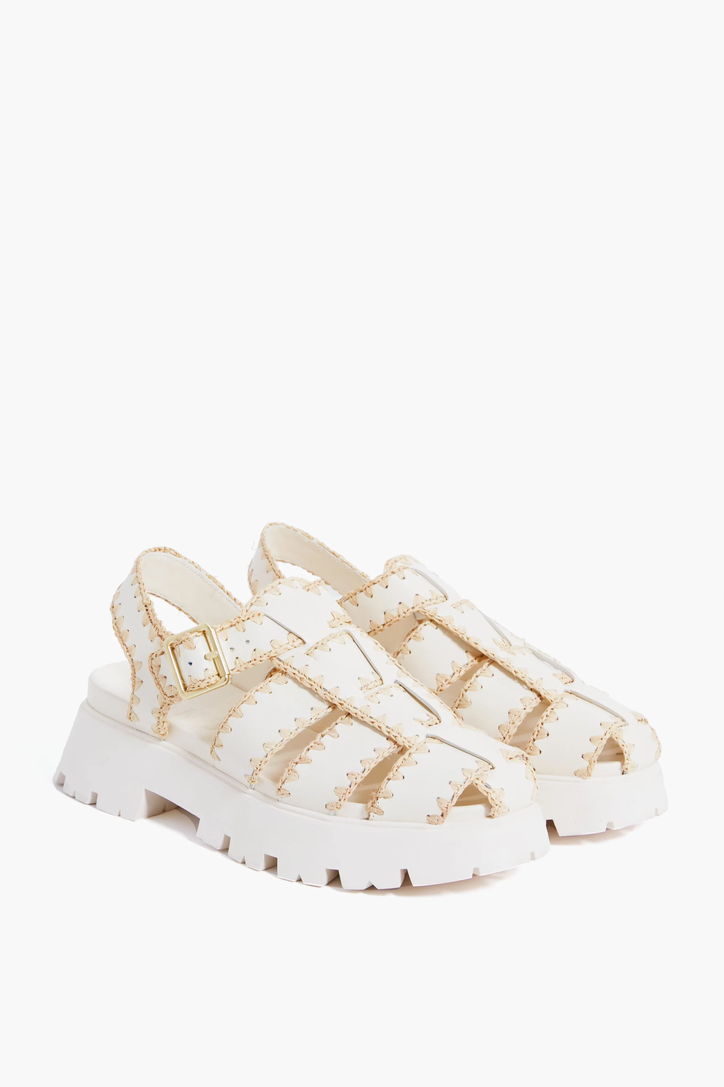 Cream Leather Talia Platform Fisherman Sandal - Image 5