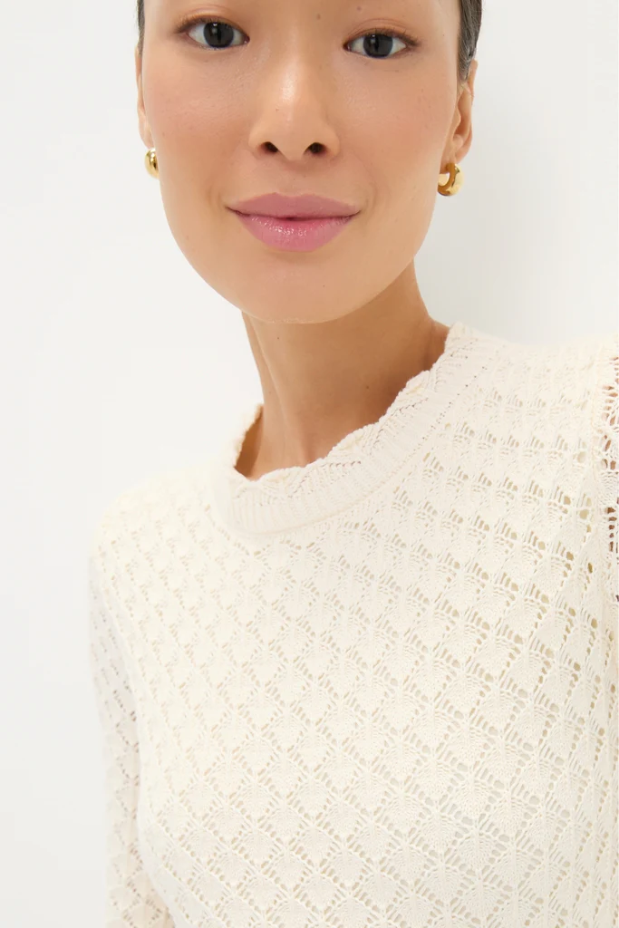 Cream Pointelle Knit Colby Midi Dress - Image 7