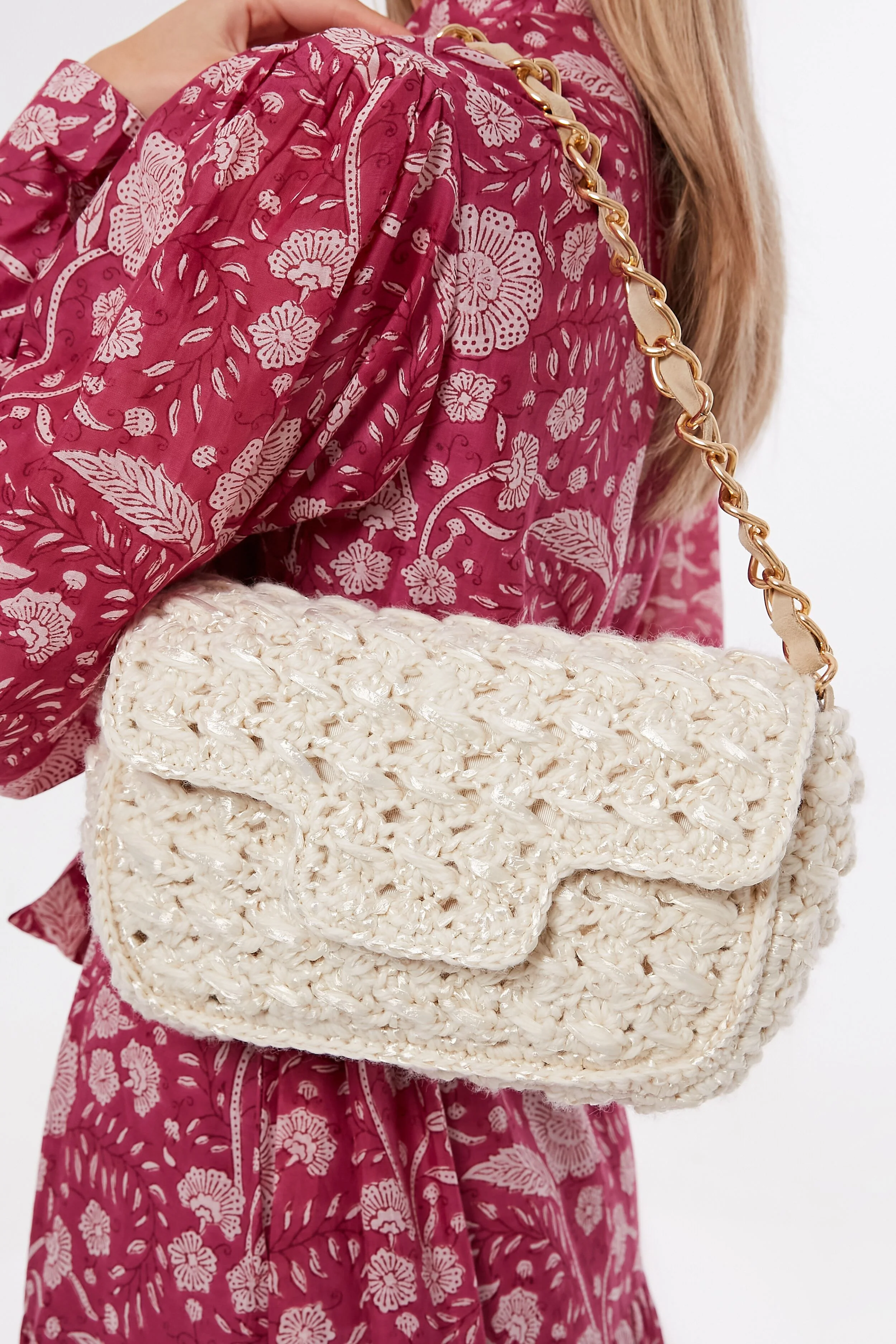 Cream Woven Shoulder Bag - Image 8